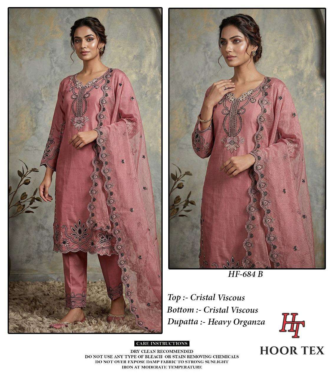 HOOR TEX HF 684 VISCOSE EMBROIDERY DESIGNER WORK READY MADE PAKISTANI SUIT