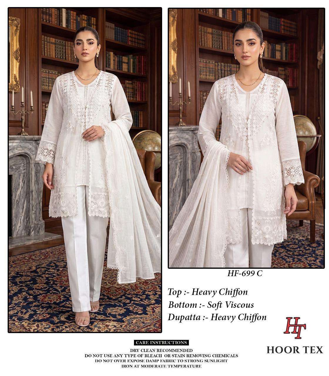 HOOR TEX HF 699 CHIFFON BEAUTIFUL EMBROIDERY DESIGNER WORK SUIT