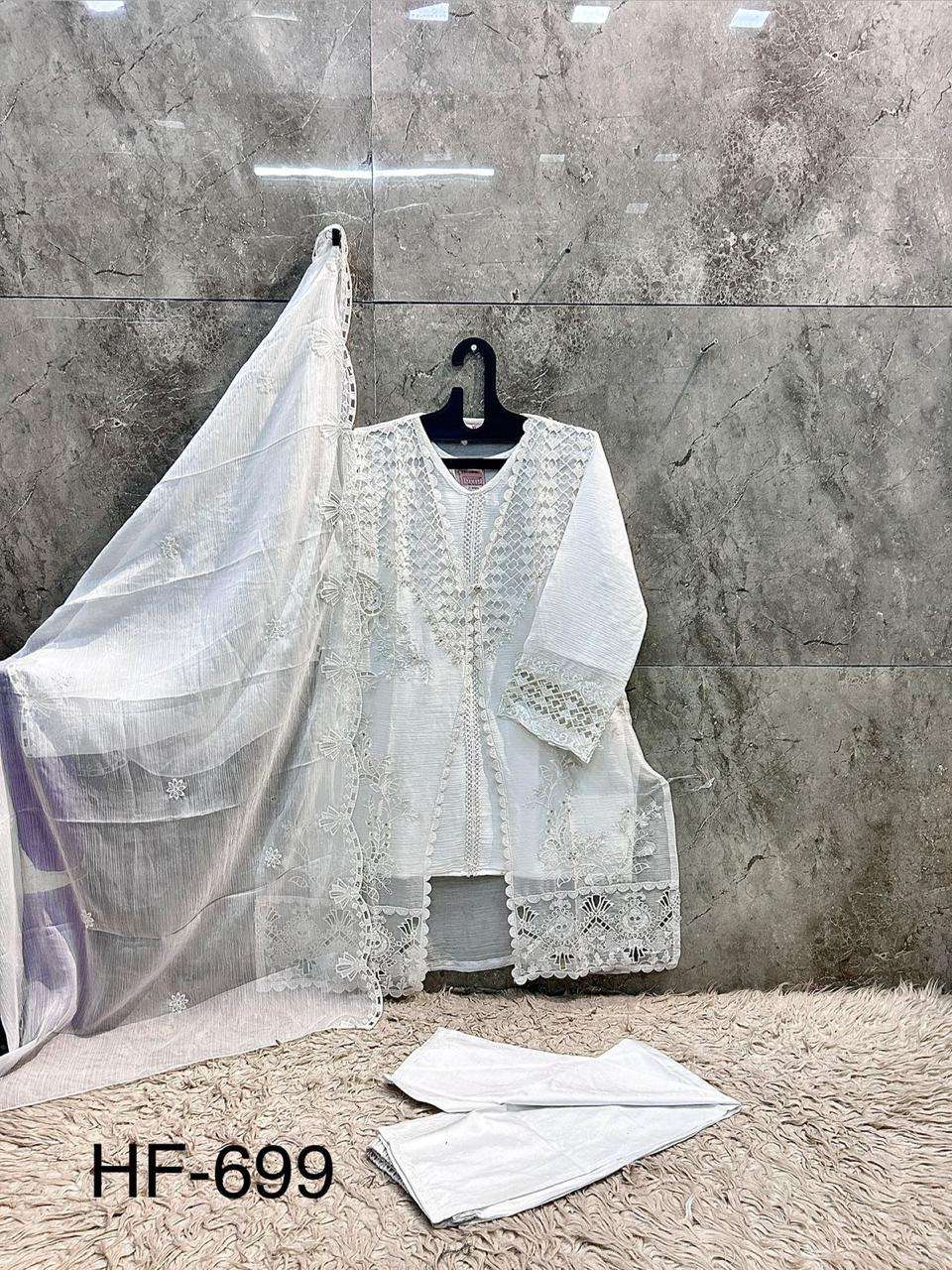 HOOR TEX HF 699 CHIFFON BEAUTIFUL EMBROIDERY DESIGNER WORK SUIT