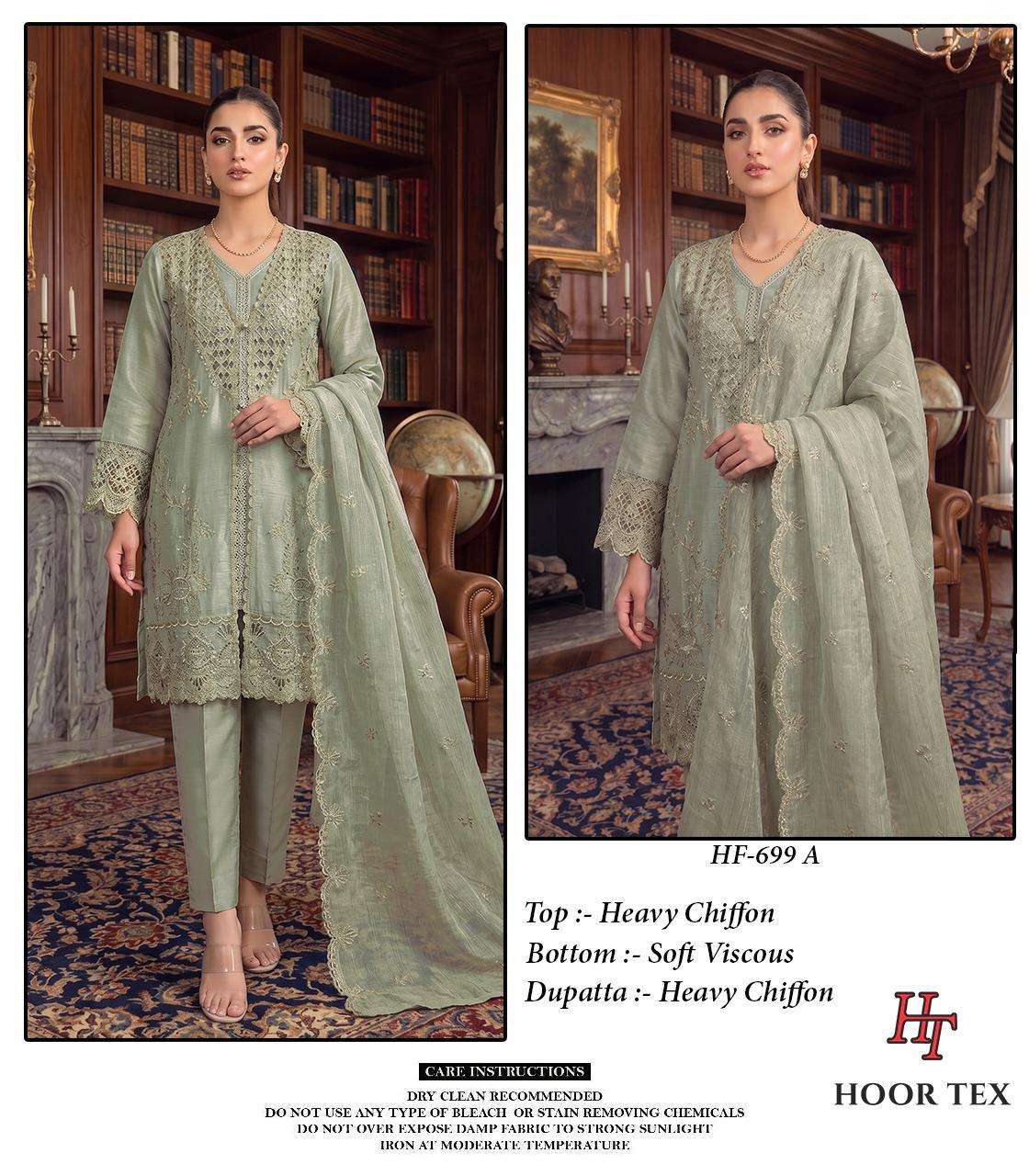 HOOR TEX HF 699 CHIFFON BEAUTIFUL EMBROIDERY DESIGNER WORK SUIT