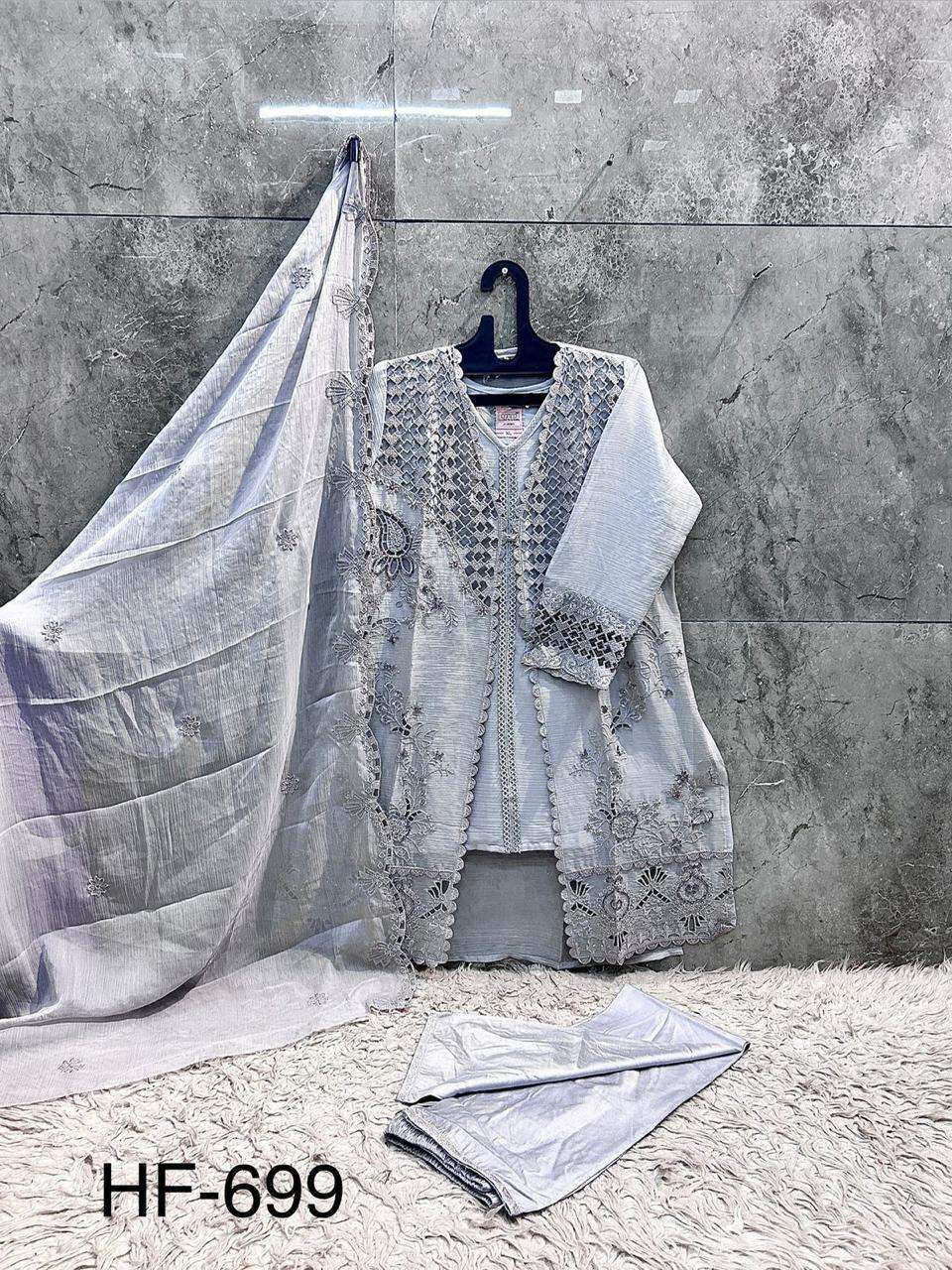 HOOR TEX HF 699 CHIFFON BEAUTIFUL EMBROIDERY DESIGNER WORK SUIT