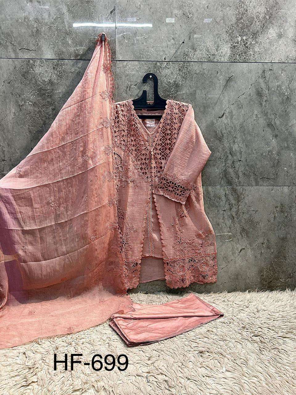 HOOR TEX HF 699 CHIFFON BEAUTIFUL EMBROIDERY DESIGNER WORK SUIT