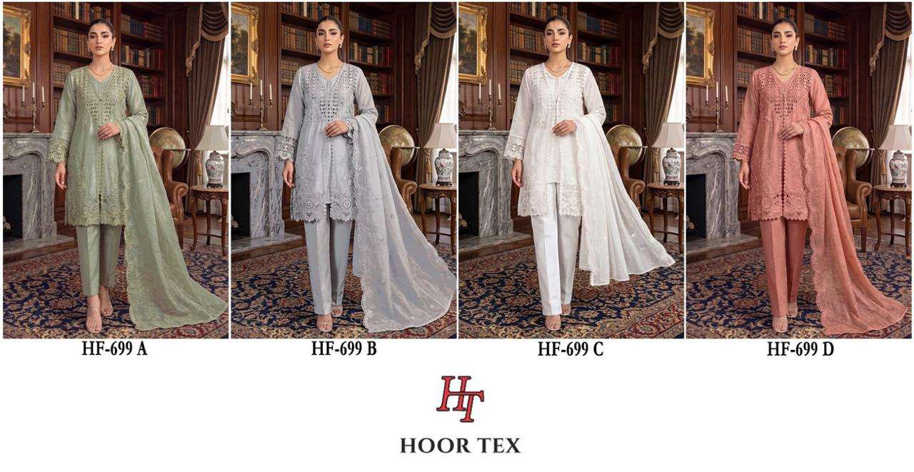 HOOR TEX HF 699 CHIFFON BEAUTIFUL EMBROIDERY DESIGNER WORK SUIT