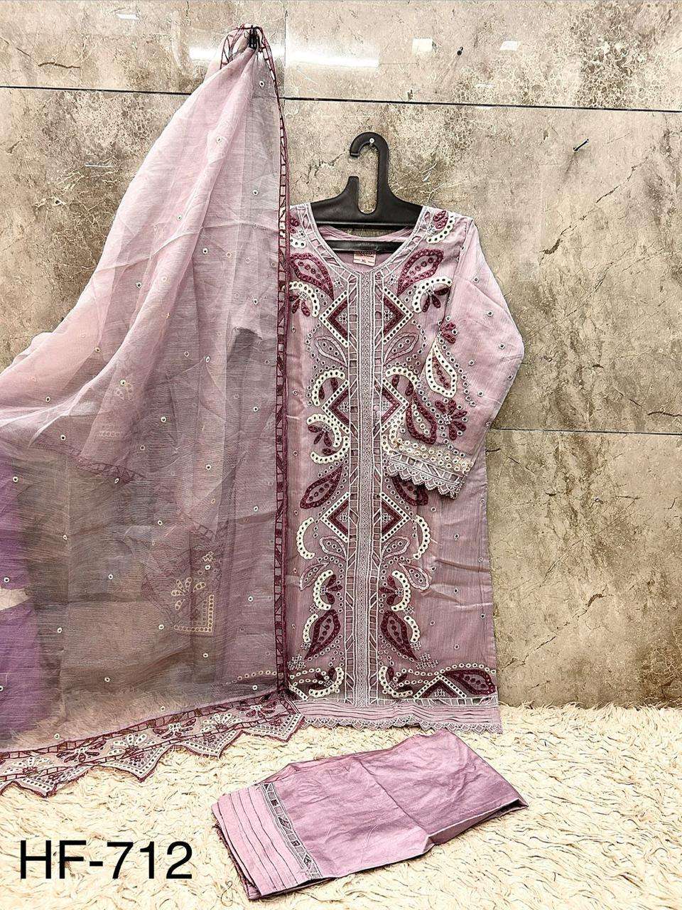 HOOR TEX HF 712 HEAVY BEAUTIFUL DESIGNER WORK PAKISTANI SUIT