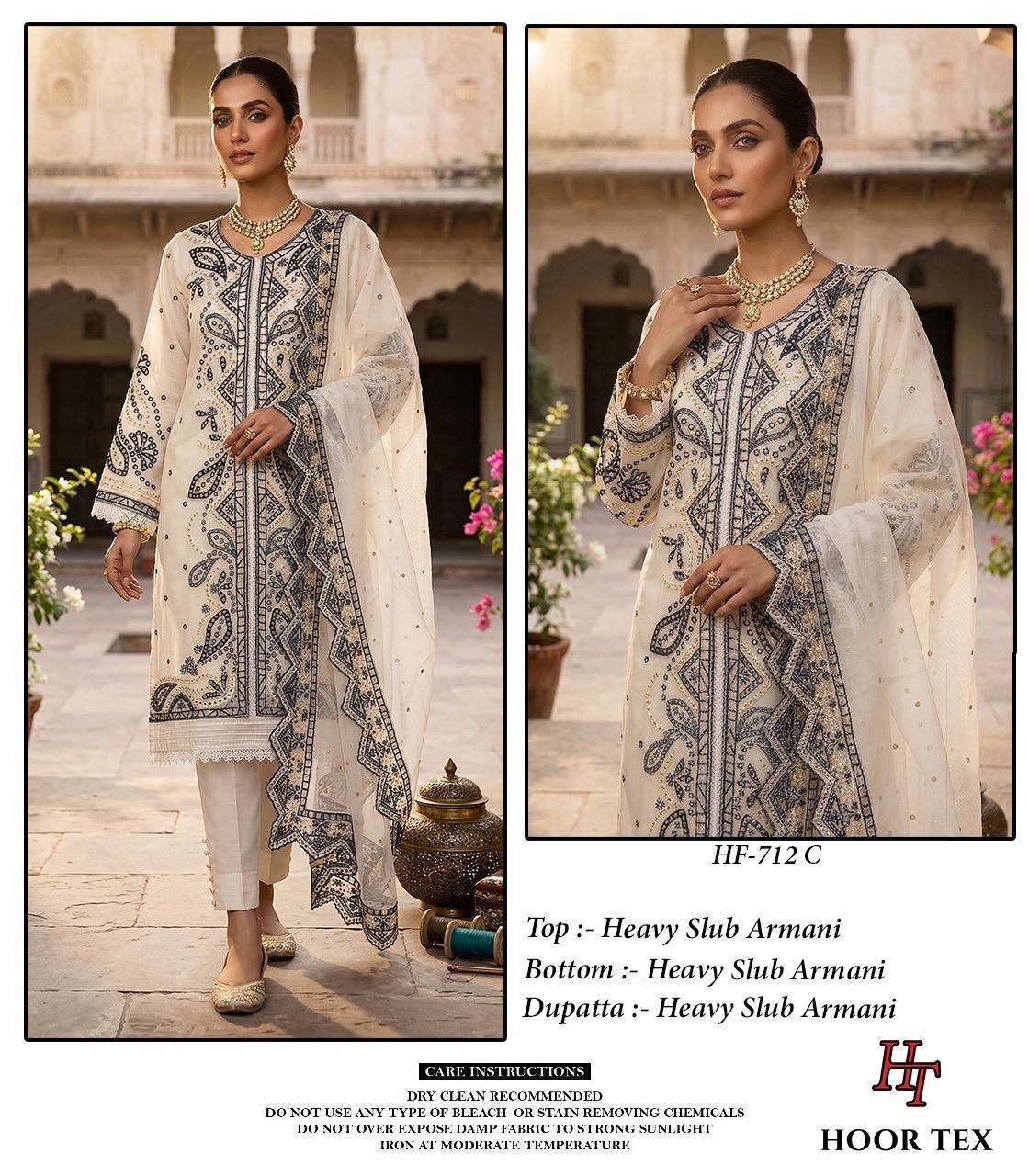 HOOR TEX HF 712 HEAVY BEAUTIFUL DESIGNER WORK PAKISTANI SUIT