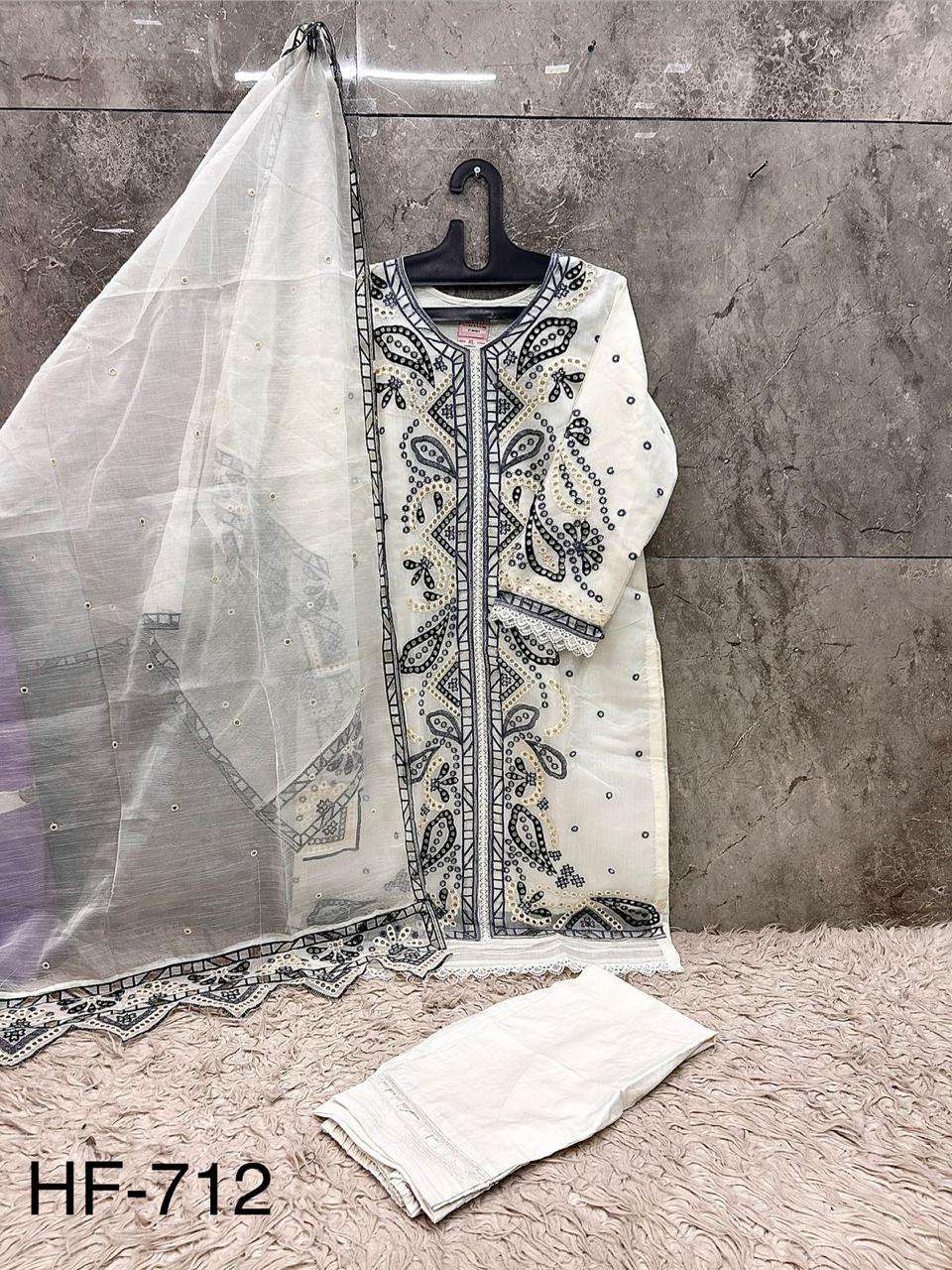 HOOR TEX HF 712 HEAVY BEAUTIFUL DESIGNER WORK PAKISTANI SUIT