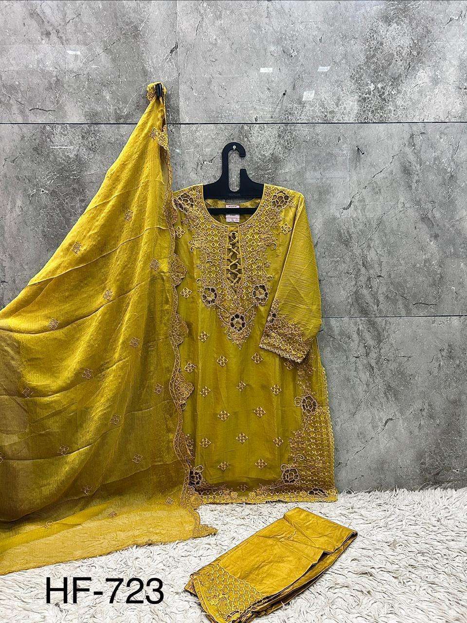 HOOR TEX HF 723 CHIFFON BEAUTIFUL EMBROIDERY DESIGNER READY MADE SUIT