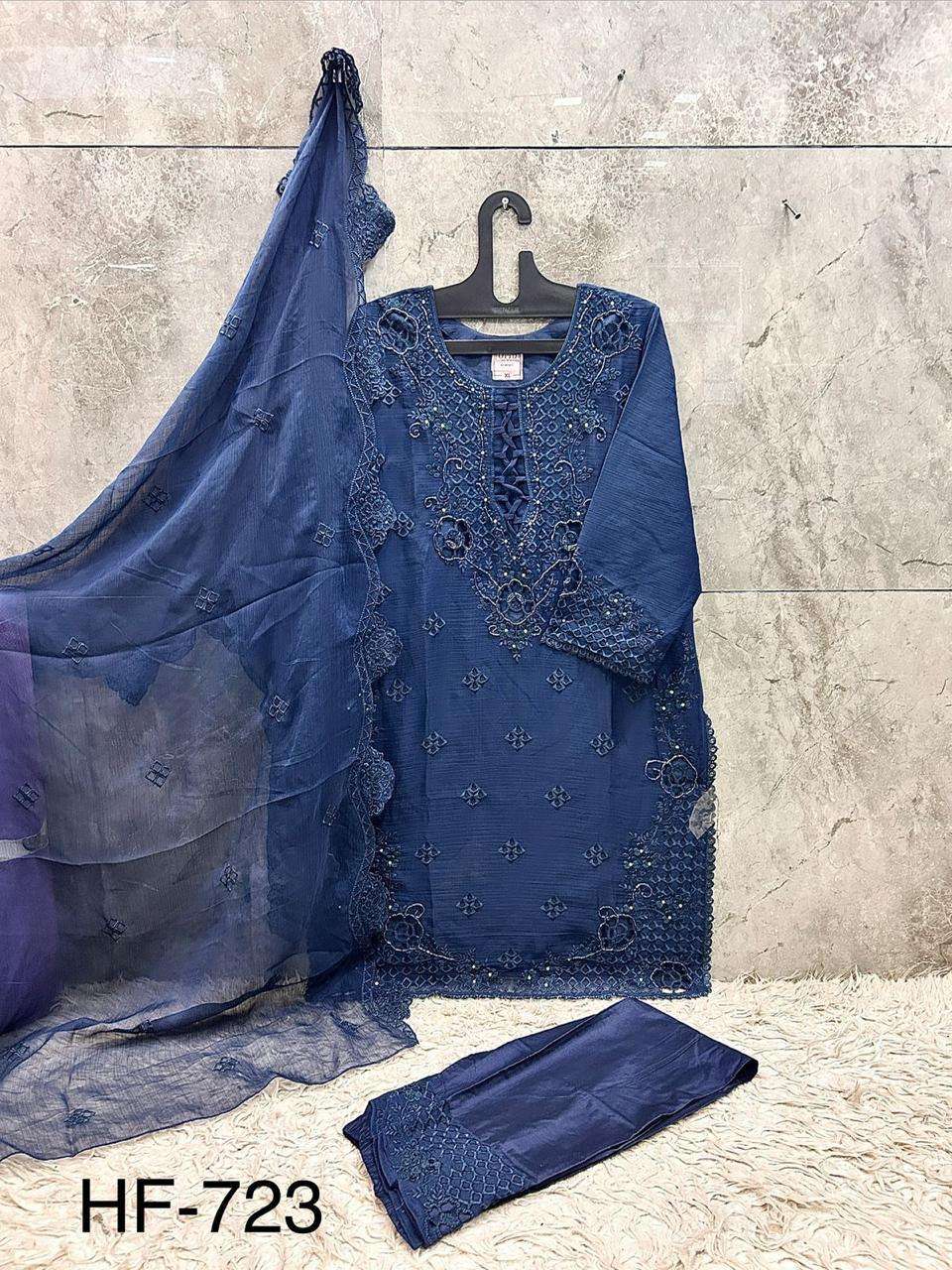HOOR TEX HF 723 CHIFFON BEAUTIFUL EMBROIDERY DESIGNER READY MADE SUIT