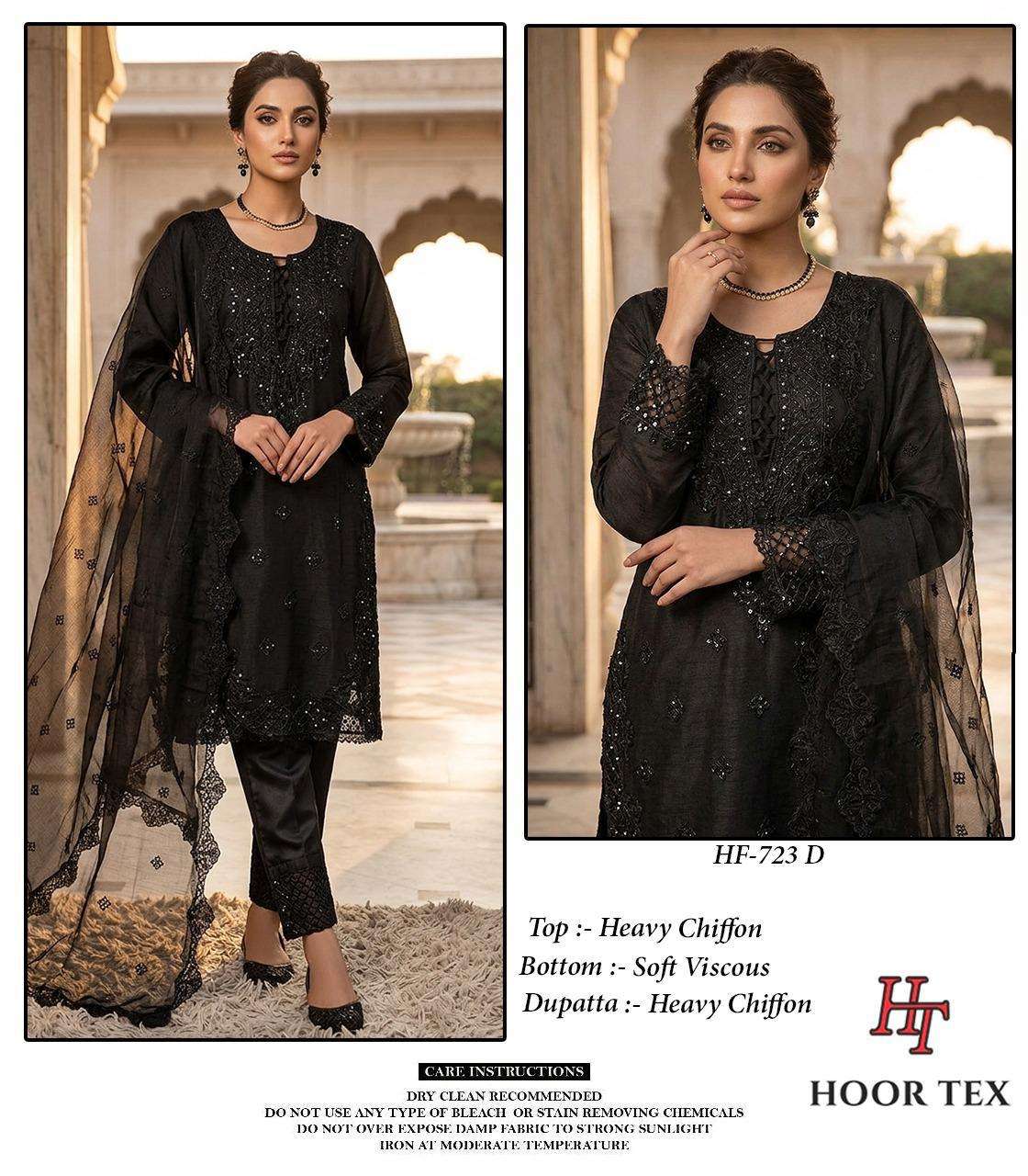 HOOR TEX HF 723 CHIFFON BEAUTIFUL EMBROIDERY DESIGNER READY MADE SUIT
