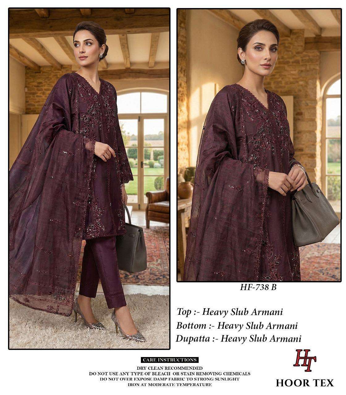 HOOR TEX  HF 738 COTTON BEAUTIFUL EMBROIDERY DESIGNER WORK READY MADE PAKISTANI SUIT