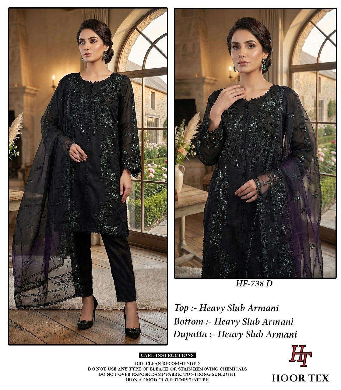 HOOR TEX  HF 738 COTTON BEAUTIFUL EMBROIDERY DESIGNER WORK READY MADE PAKISTANI SUIT