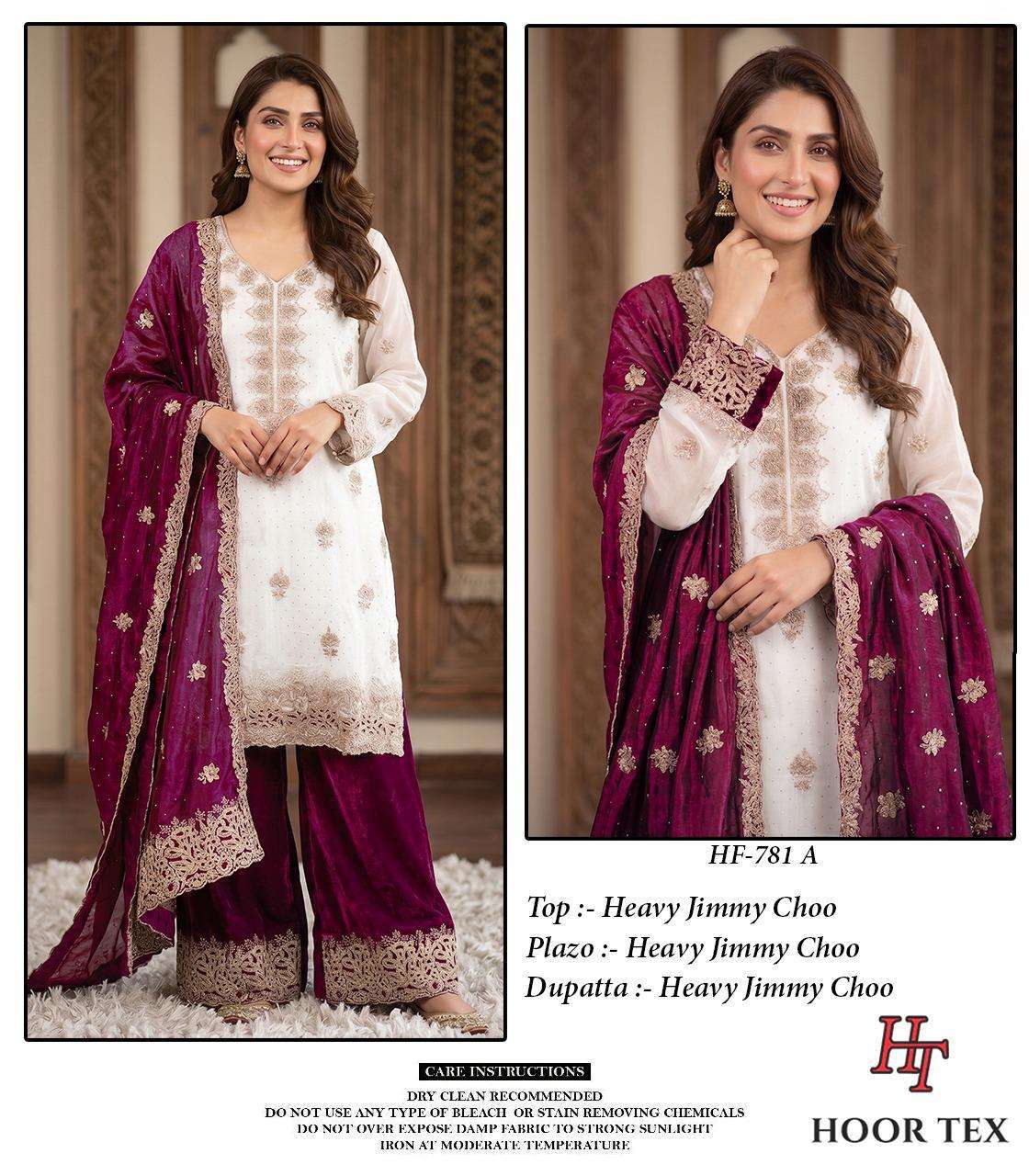 HOOR TEX HF 781 JIMMY CHOO FABRIC DESIGNER WORK READY MADE PAKISTANI SUIT