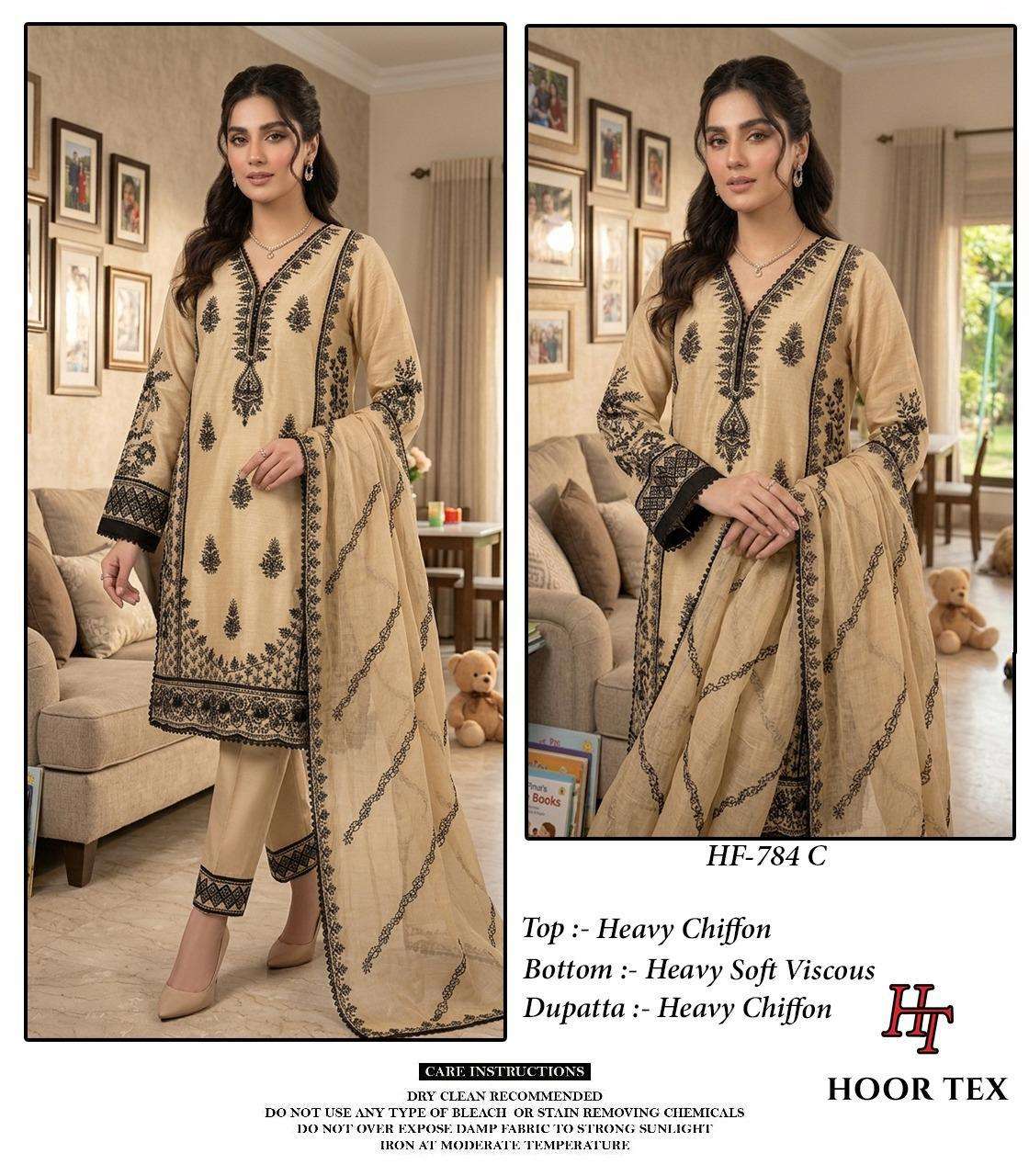 HOOR TEX HF 784 CHIFFON SEQUENCE DESIGNER WORK READY MADE PAKISTANI SUIT