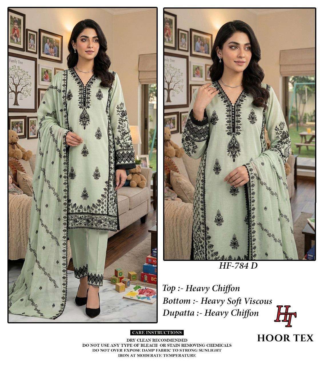 HOOR TEX HF 784 CHIFFON SEQUENCE DESIGNER WORK READY MADE PAKISTANI SUIT