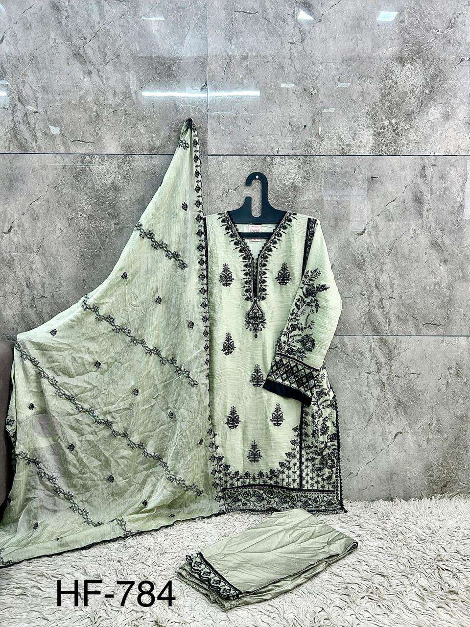 HOOR TEX HF 784 CHIFFON SEQUENCE DESIGNER WORK READY MADE PAKISTANI SUIT