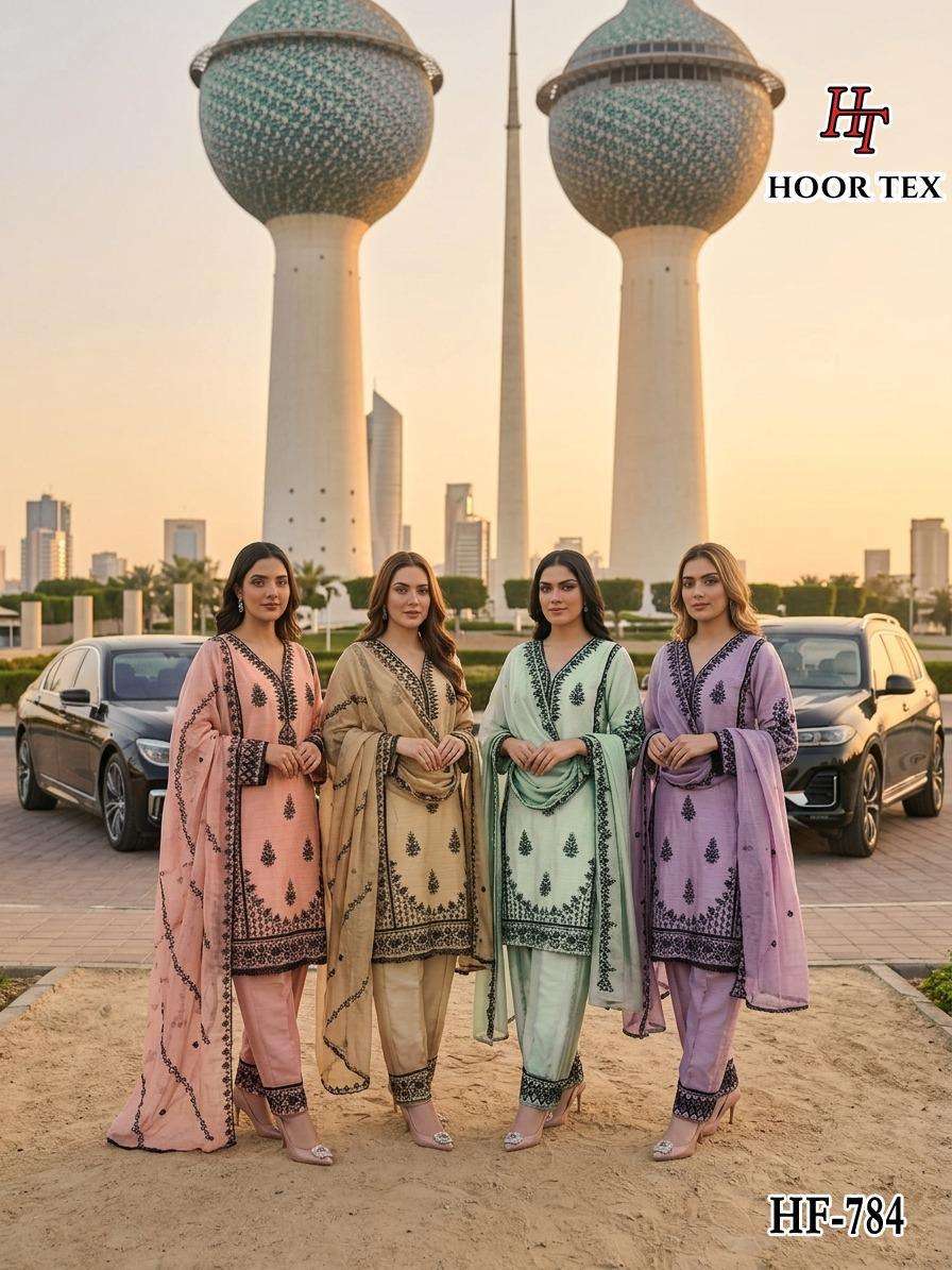 HOOR TEX HF 784 CHIFFON SEQUENCE DESIGNER WORK READY MADE PAKISTANI SUIT