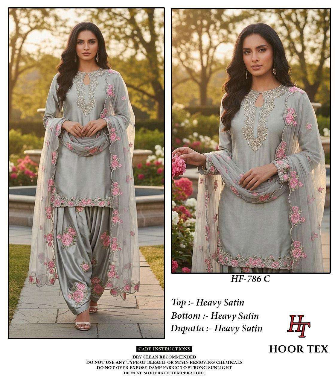HOOR TEX HF 786 SATIN DESIGNER WORK FESTIVE WEAR LADIES SUIT