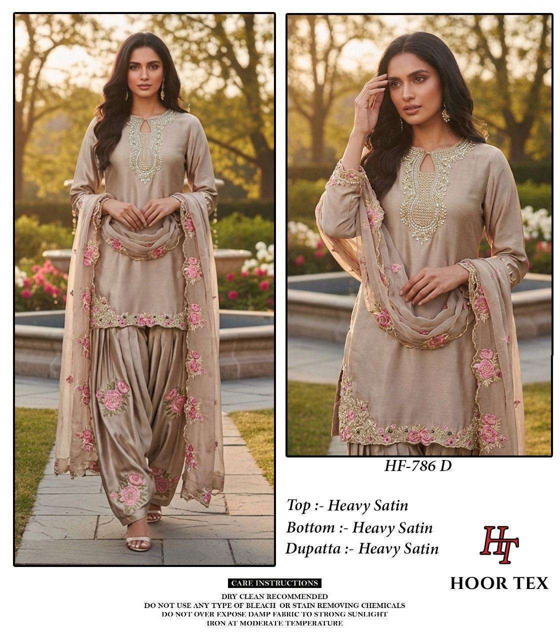 HOOR TEX HF 786 SATIN DESIGNER WORK FESTIVE WEAR LADIES SUIT