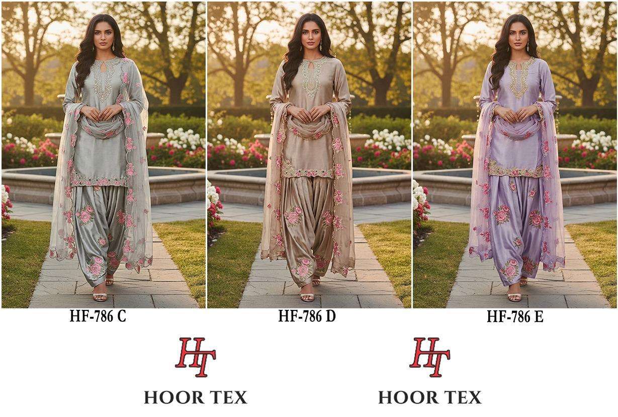 HOOR TEX HF 786 SATIN DESIGNER WORK FESTIVE WEAR LADIES SUIT