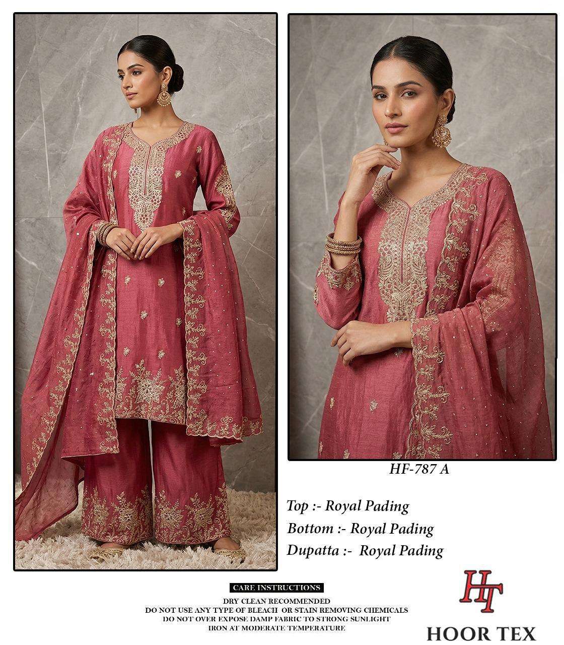 HOOR TEX HF 787 HEAVY BEAUTIFUL EMBROIDERY DESIGNER WORK READY MADE PAKISTANI SUIT