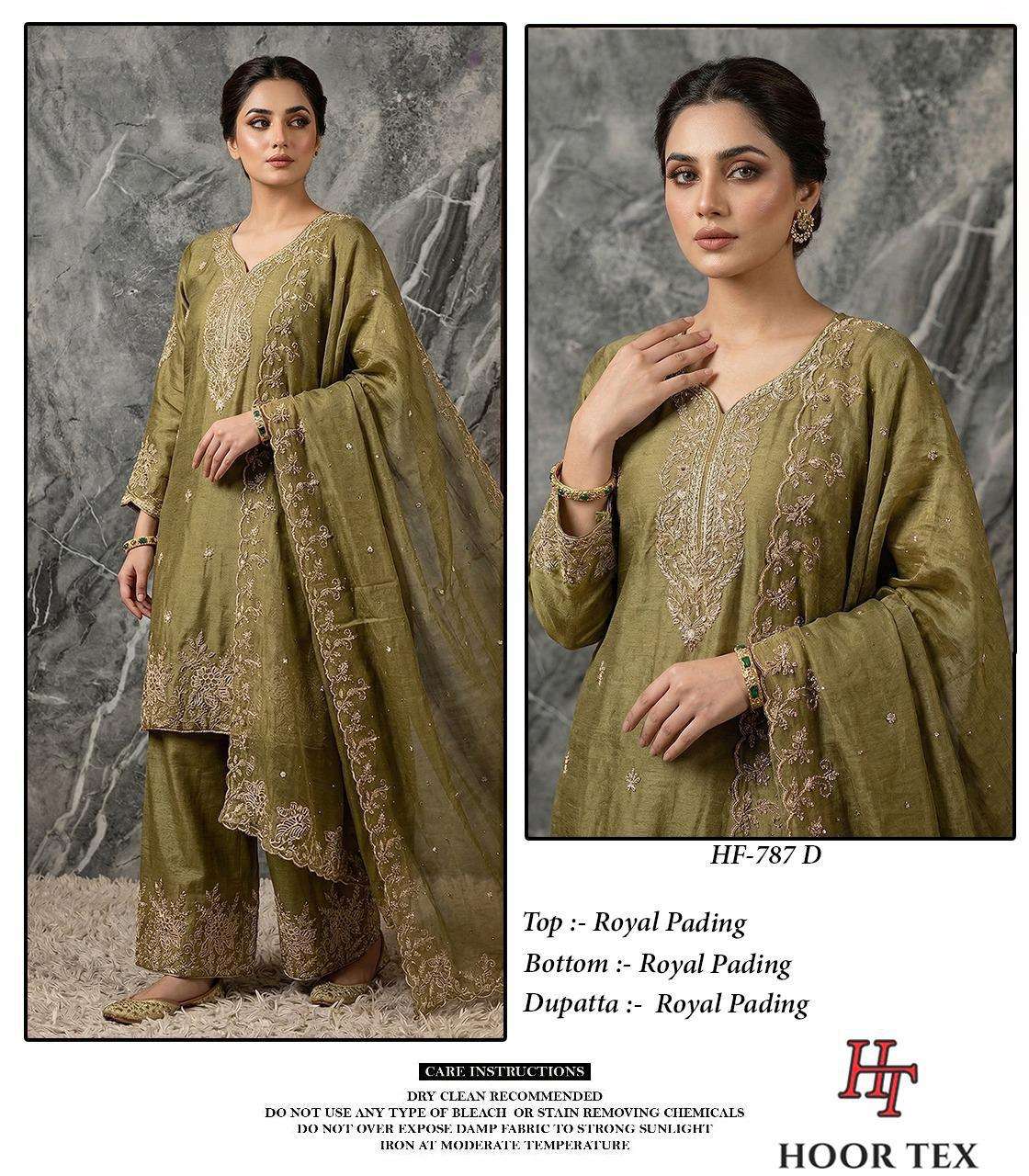 HOOR TEX HF 787 HEAVY BEAUTIFUL EMBROIDERY DESIGNER WORK READY MADE PAKISTANI SUIT