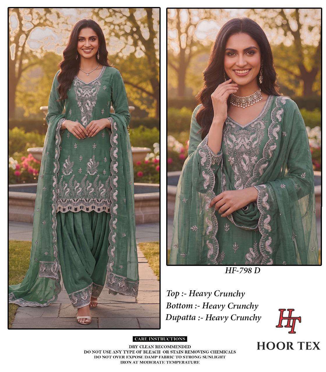 HOOR TEX HF 798 SILK BEAUTIFUL EMBROIDERY DESIGNER WORK READY MADE SUIT