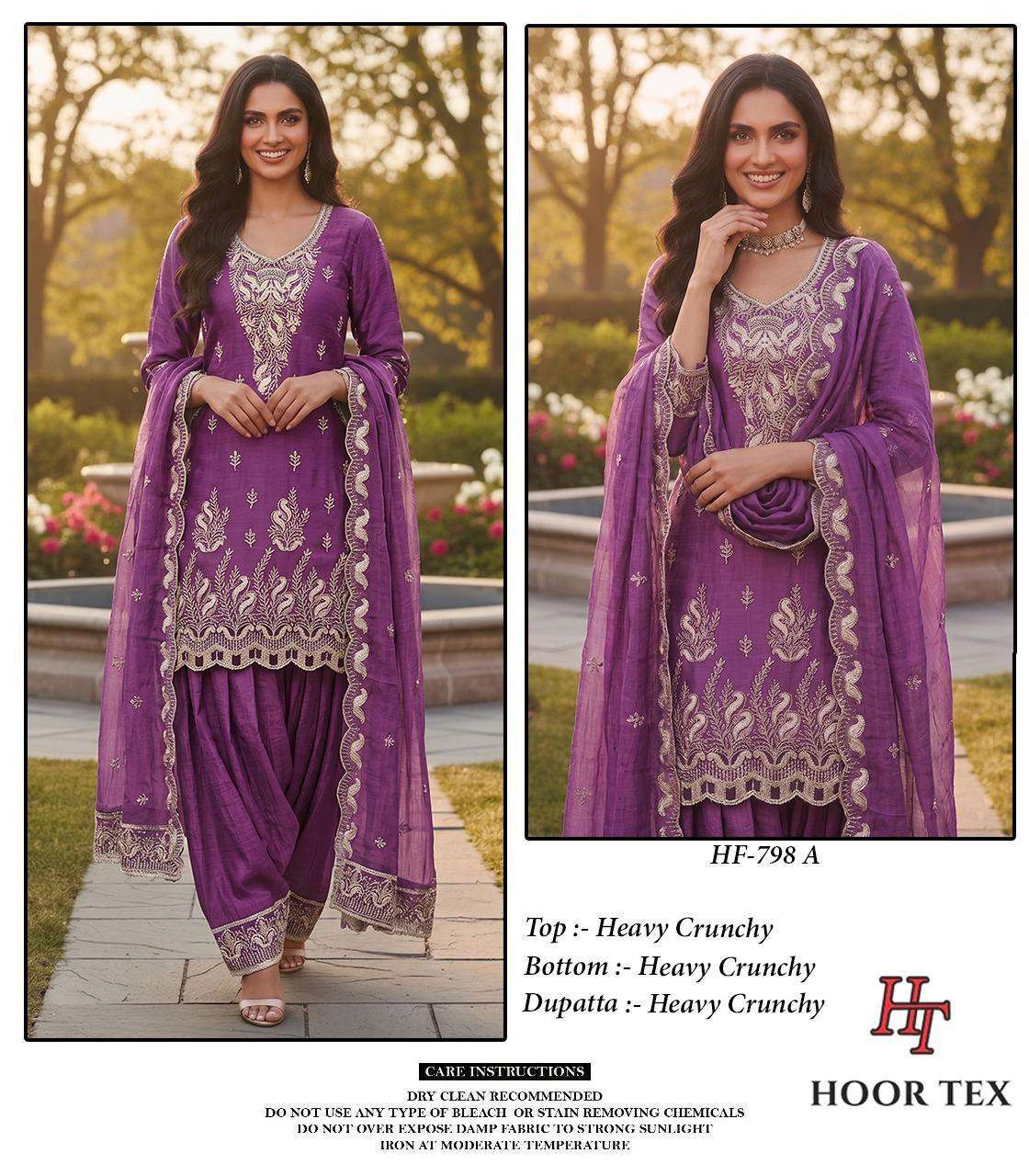 HOOR TEX HF 798 SILK BEAUTIFUL EMBROIDERY DESIGNER WORK READY MADE SUIT