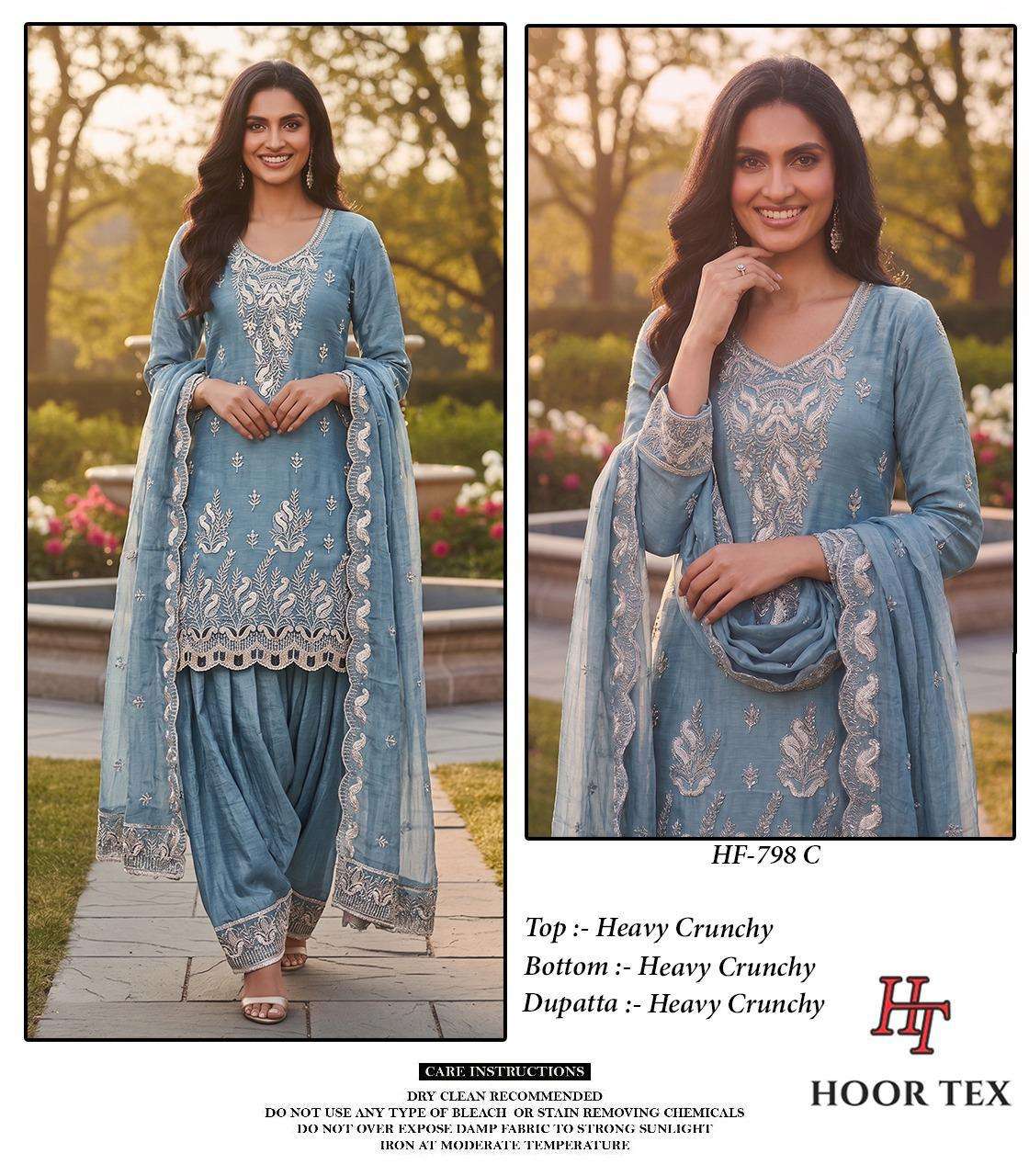 HOOR TEX HF 798 SILK BEAUTIFUL EMBROIDERY DESIGNER WORK READY MADE SUIT