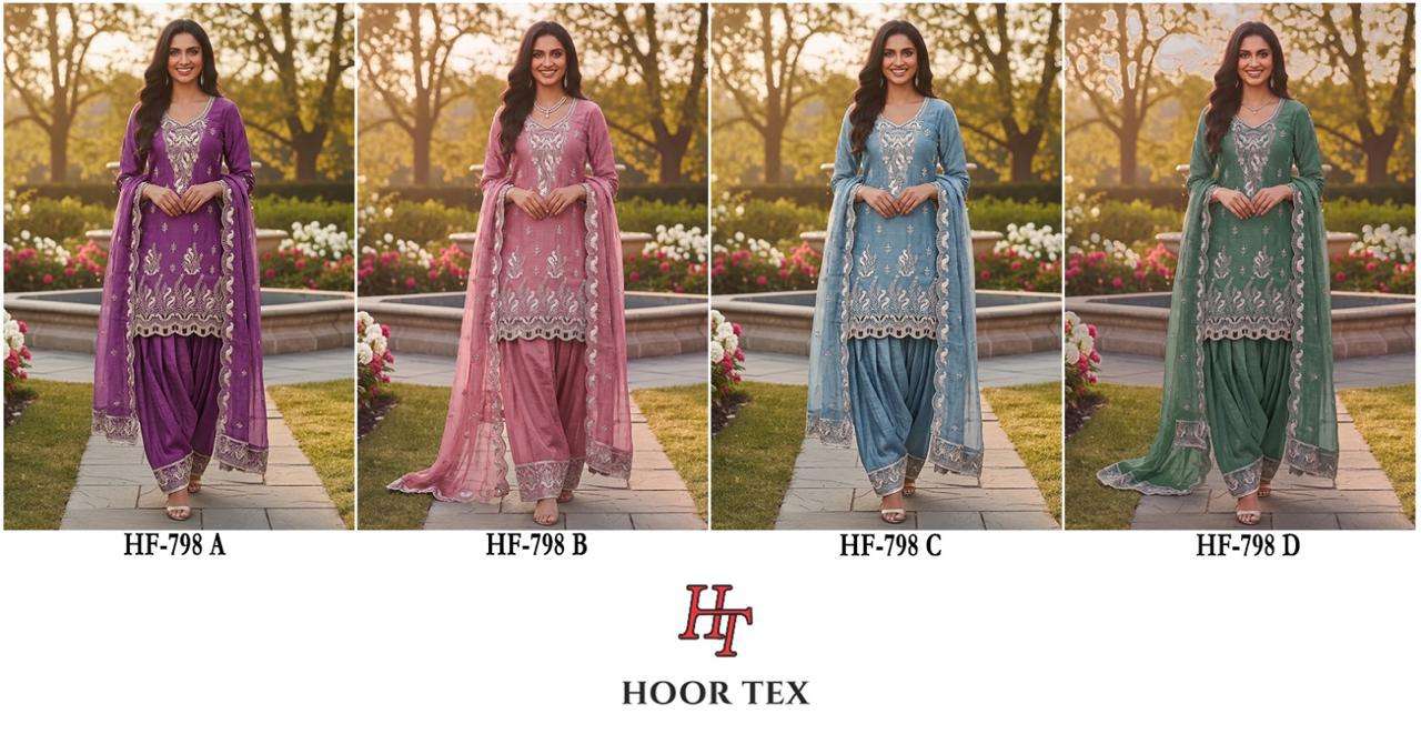 HOOR TEX HF 798 SILK BEAUTIFUL EMBROIDERY DESIGNER WORK READY MADE SUIT