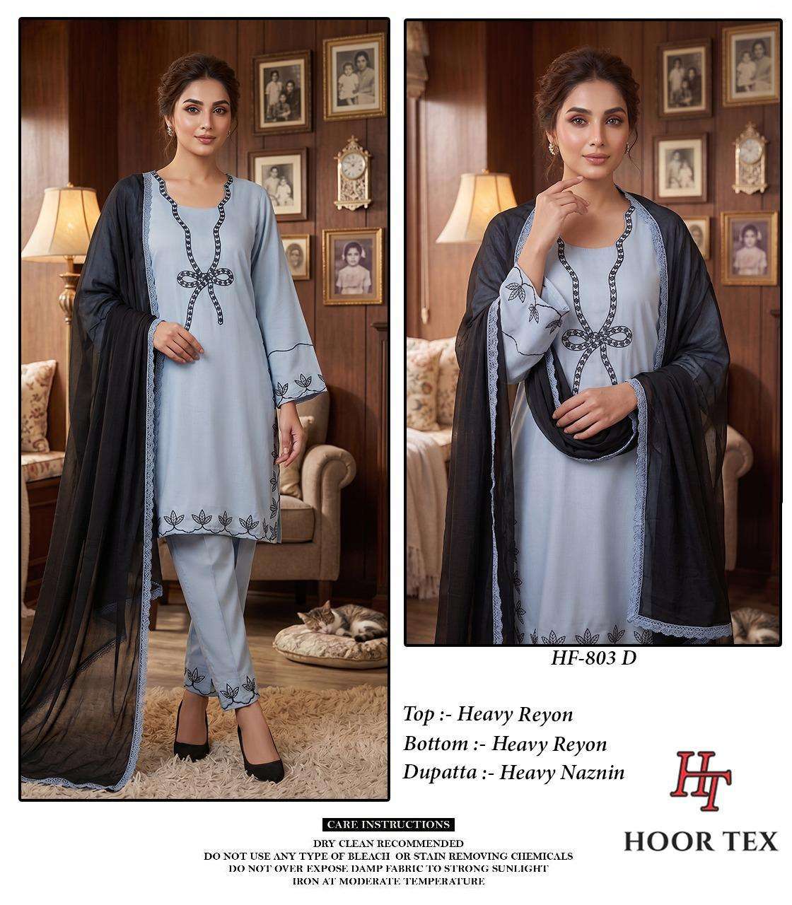HOOR TEX HF 803 RAYON FANCY EMBROIDERY WORK READY MADE PAKISTANI SUIT