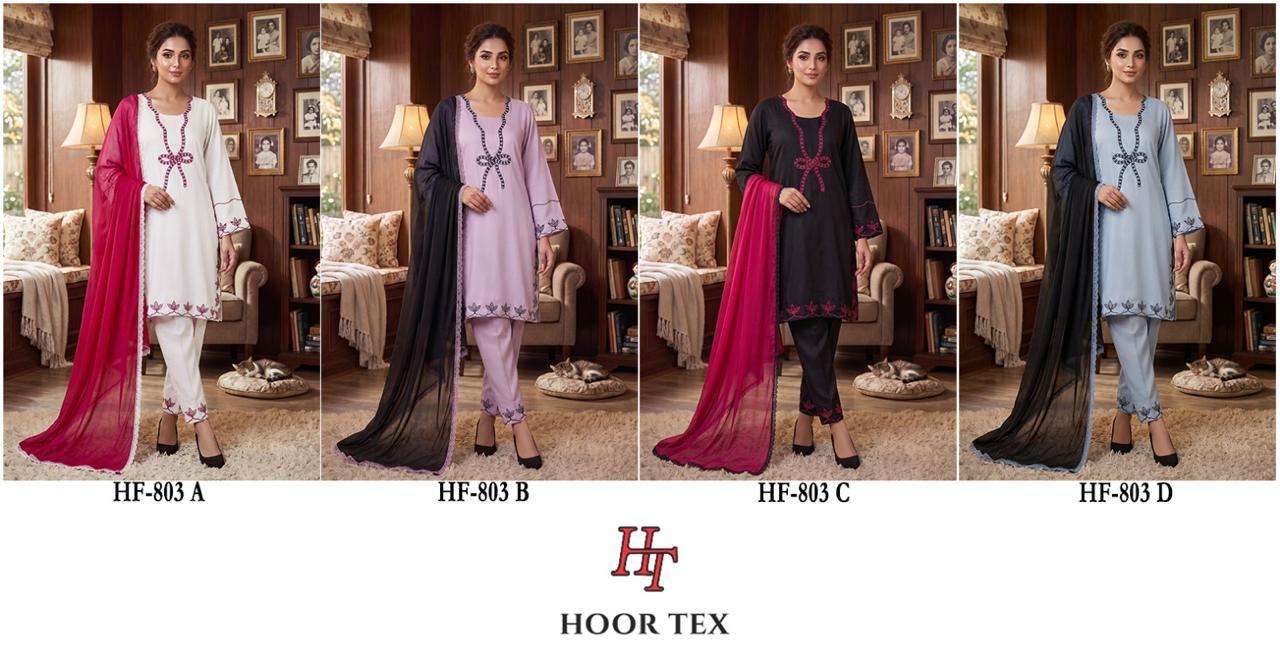 HOOR TEX HF 803 RAYON FANCY EMBROIDERY WORK READY MADE PAKISTANI SUIT