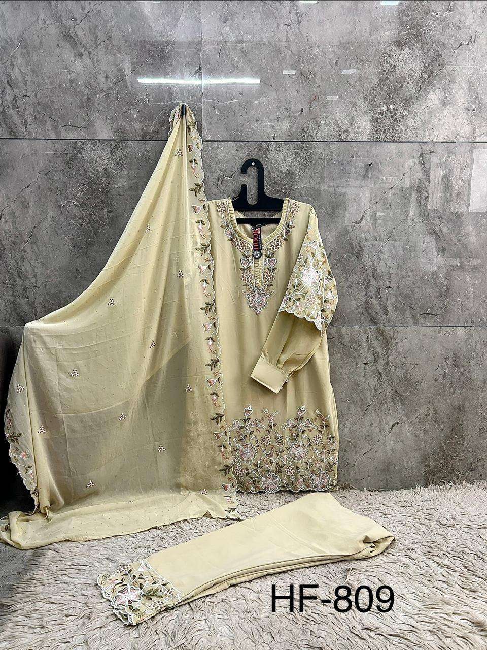 HOOR TEX HF 809 GEORGETTE HEAVY EMBROIDERED DESIGNER READY MADE SUIT