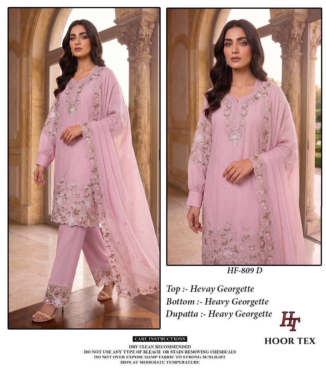 HOOR TEX HF 809 GEORGETTE HEAVY EMBROIDERED DESIGNER READY MADE SUIT