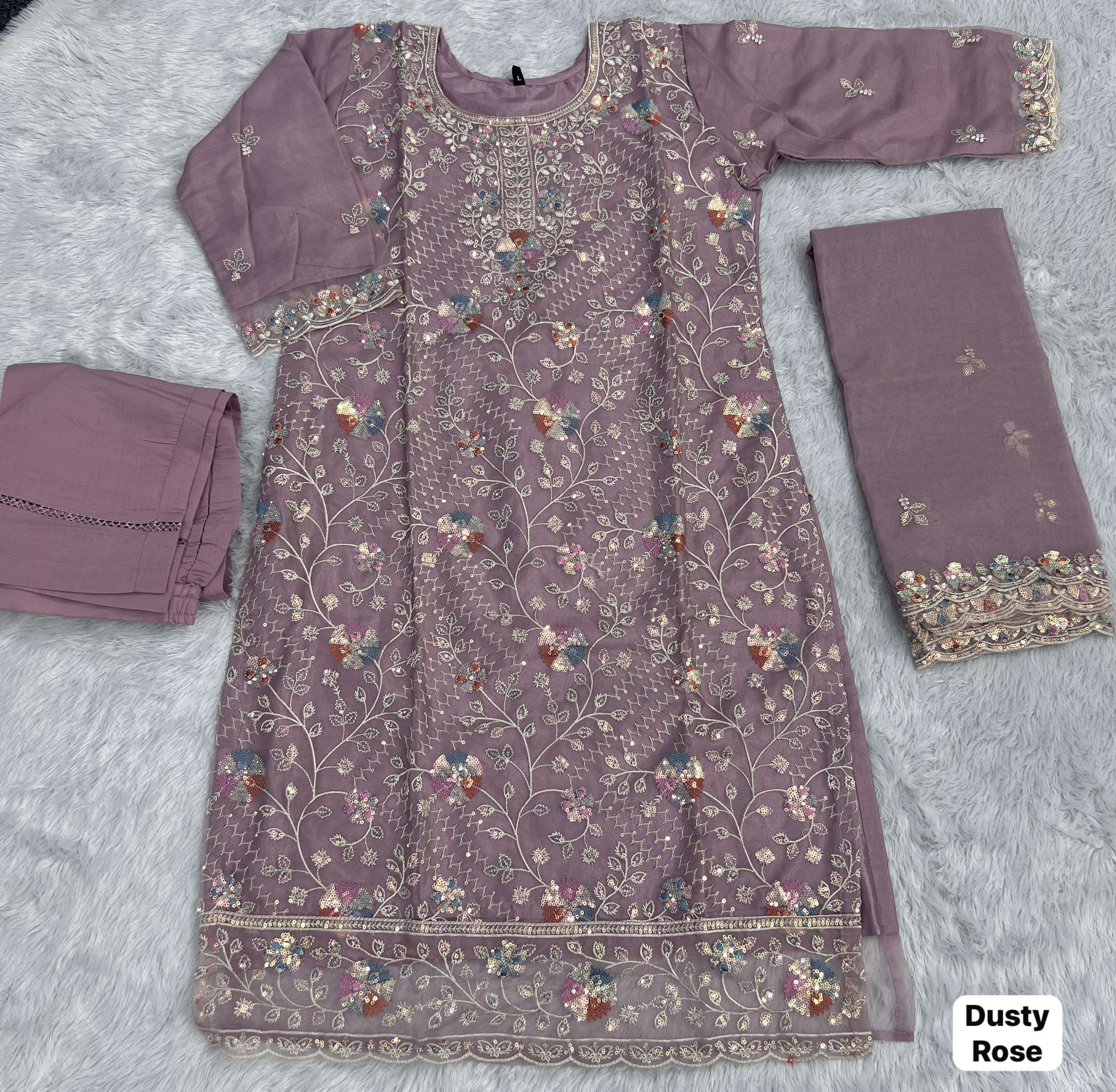 INLI ANAYA VOL 3 ORGANZA SILK HEAVY EMBROIDERD DESIGNER FESTIVE WEAR LADIES SUIT