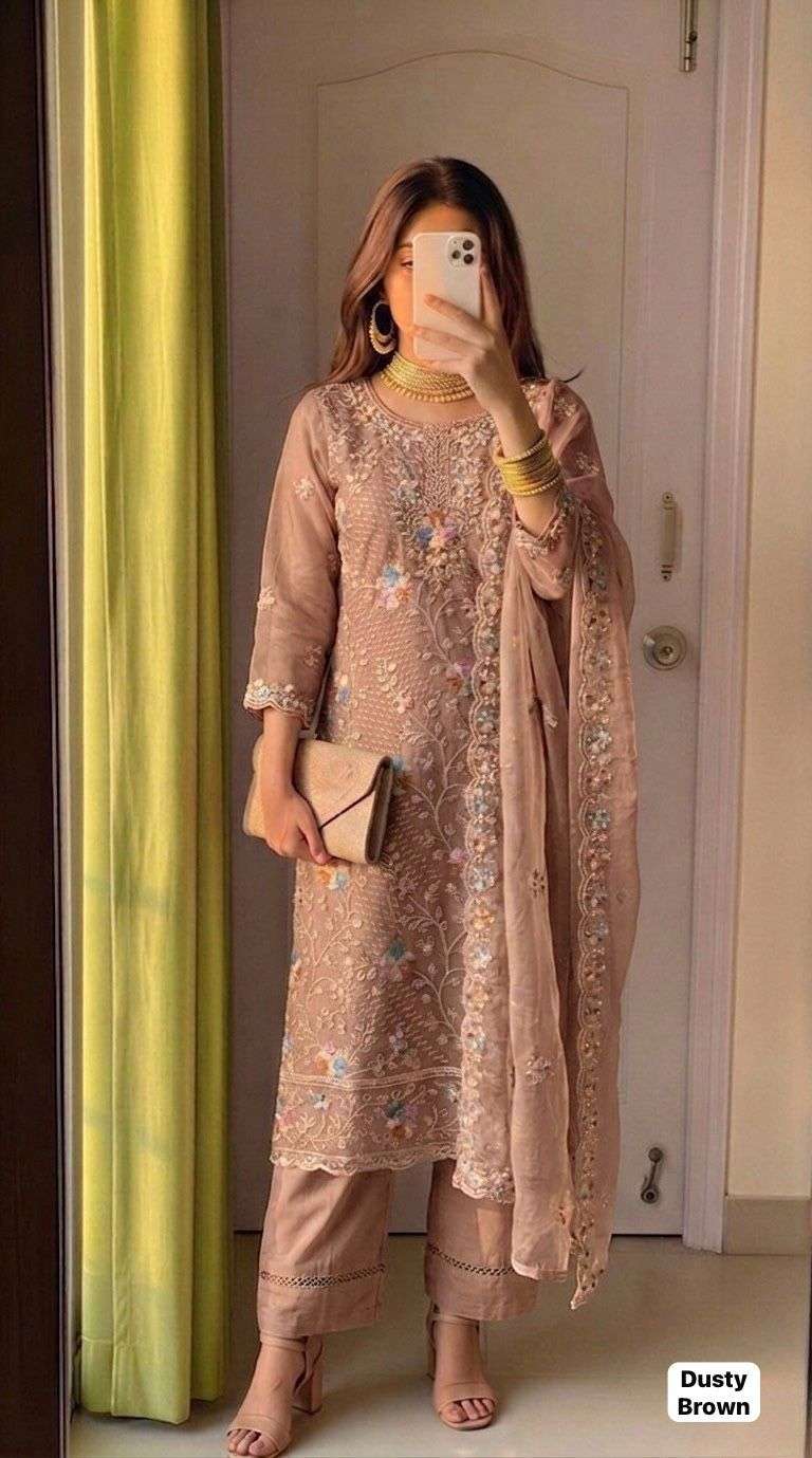 INLI ANAYA VOL 3 ORGANZA SILK HEAVY EMBROIDERD DESIGNER FESTIVE WEAR LADIES SUIT