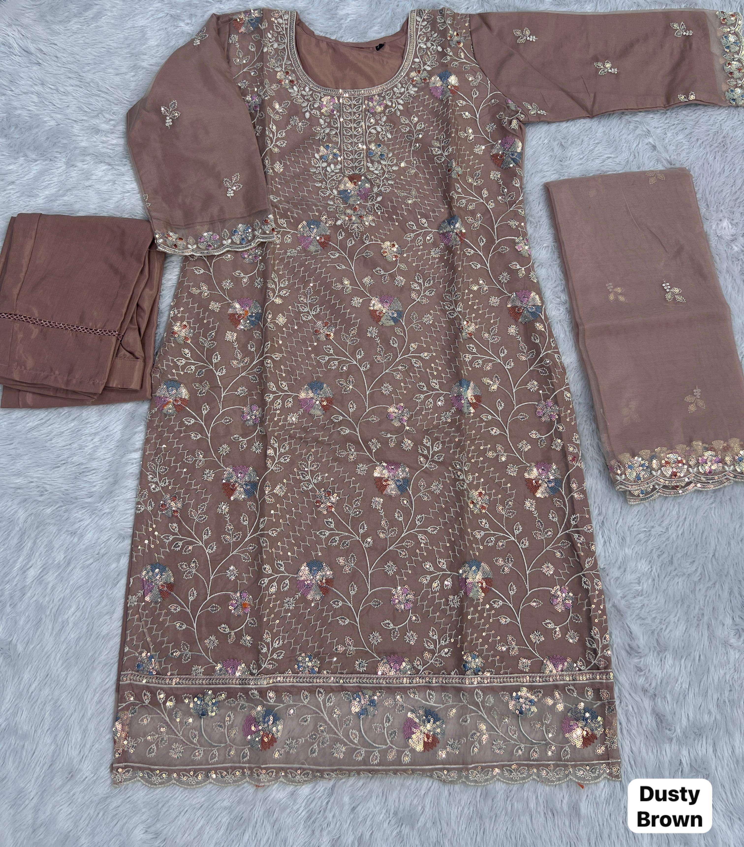 INLI ANAYA VOL 3 ORGANZA SILK HEAVY EMBROIDERD DESIGNER FESTIVE WEAR LADIES SUIT