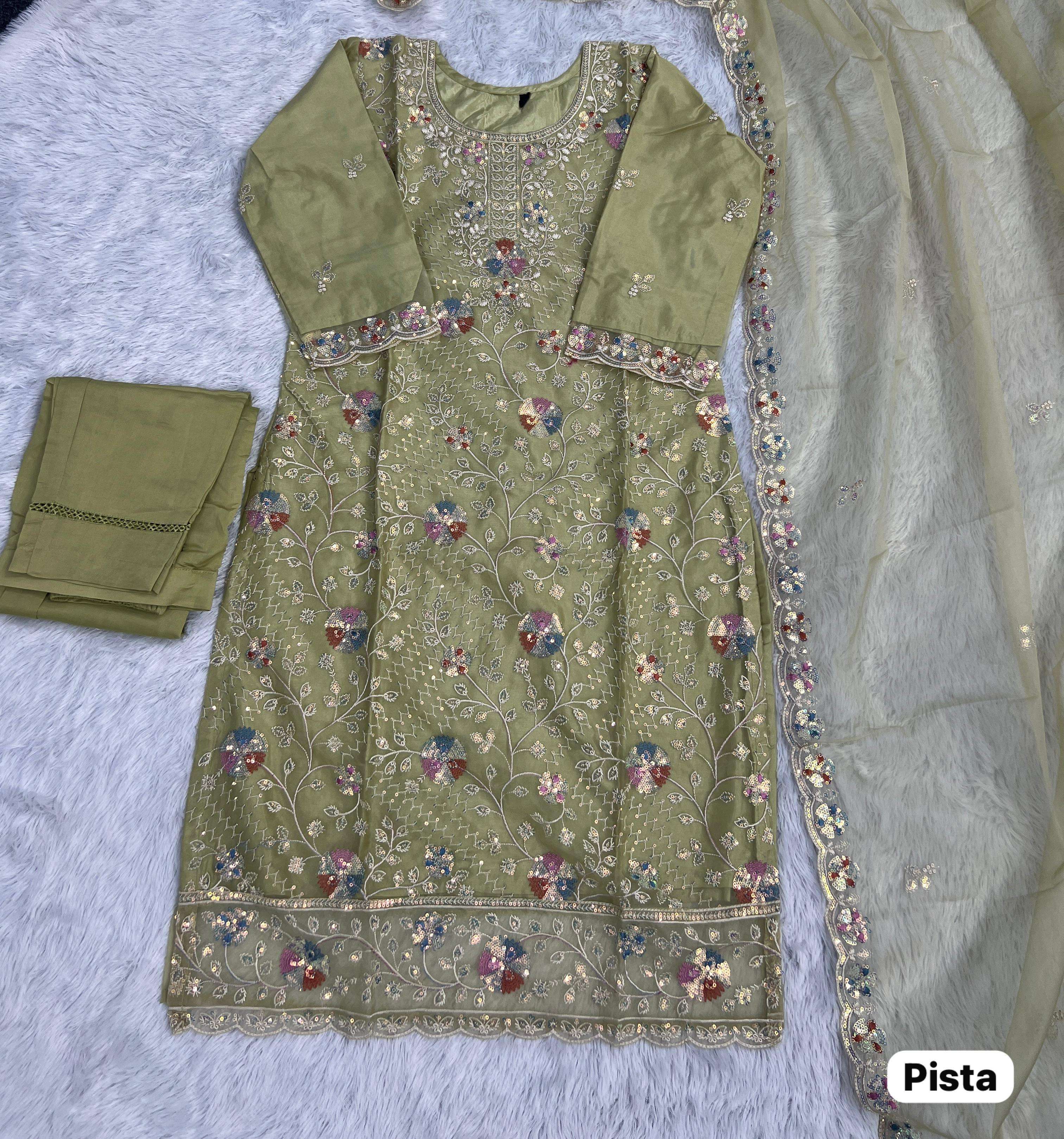 INLI ANAYA VOL 3 ORGANZA SILK HEAVY EMBROIDERD DESIGNER FESTIVE WEAR LADIES SUIT