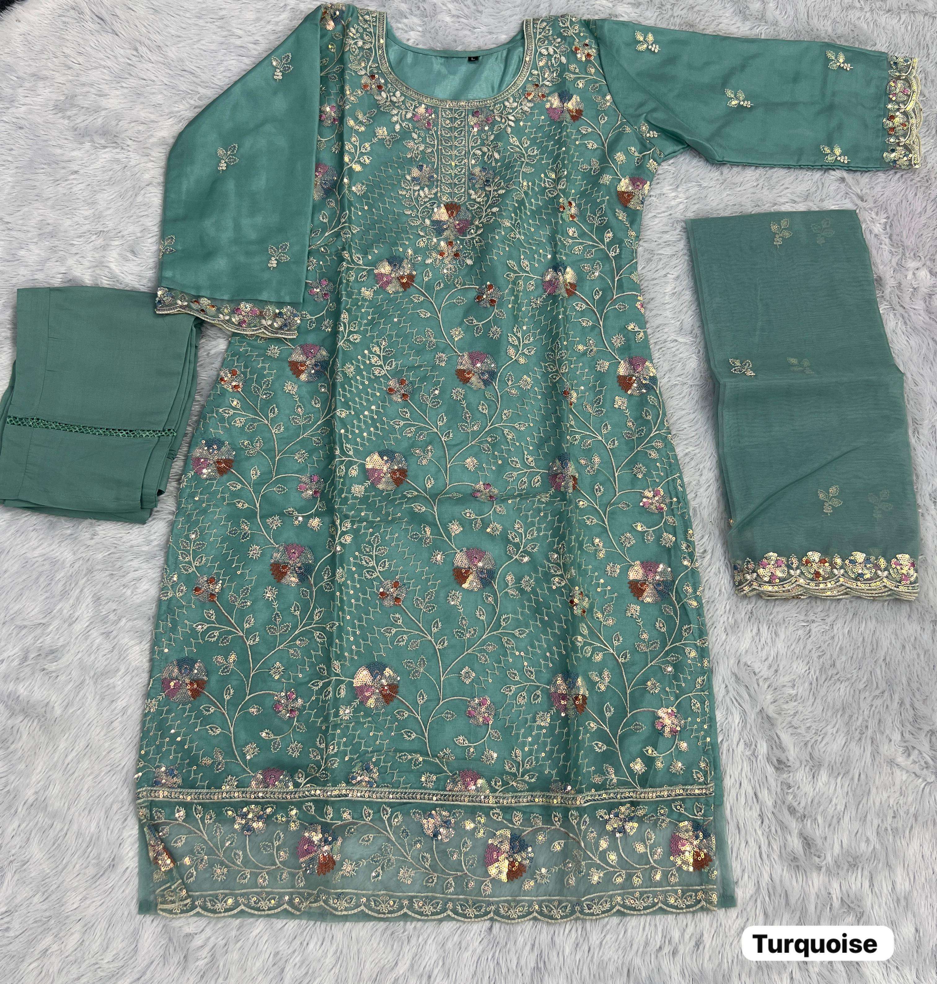 INLI ANAYA VOL 3 ORGANZA SILK HEAVY EMBROIDERD DESIGNER FESTIVE WEAR LADIES SUIT