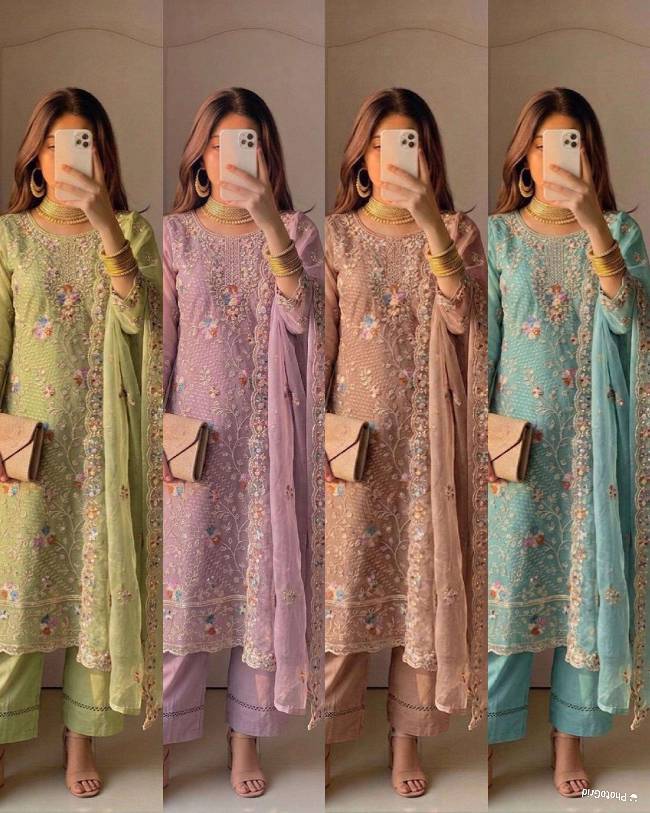INLI ANAYA VOL 3 ORGANZA SILK HEAVY EMBROIDERD DESIGNER FESTIVE WEAR LADIES SUIT