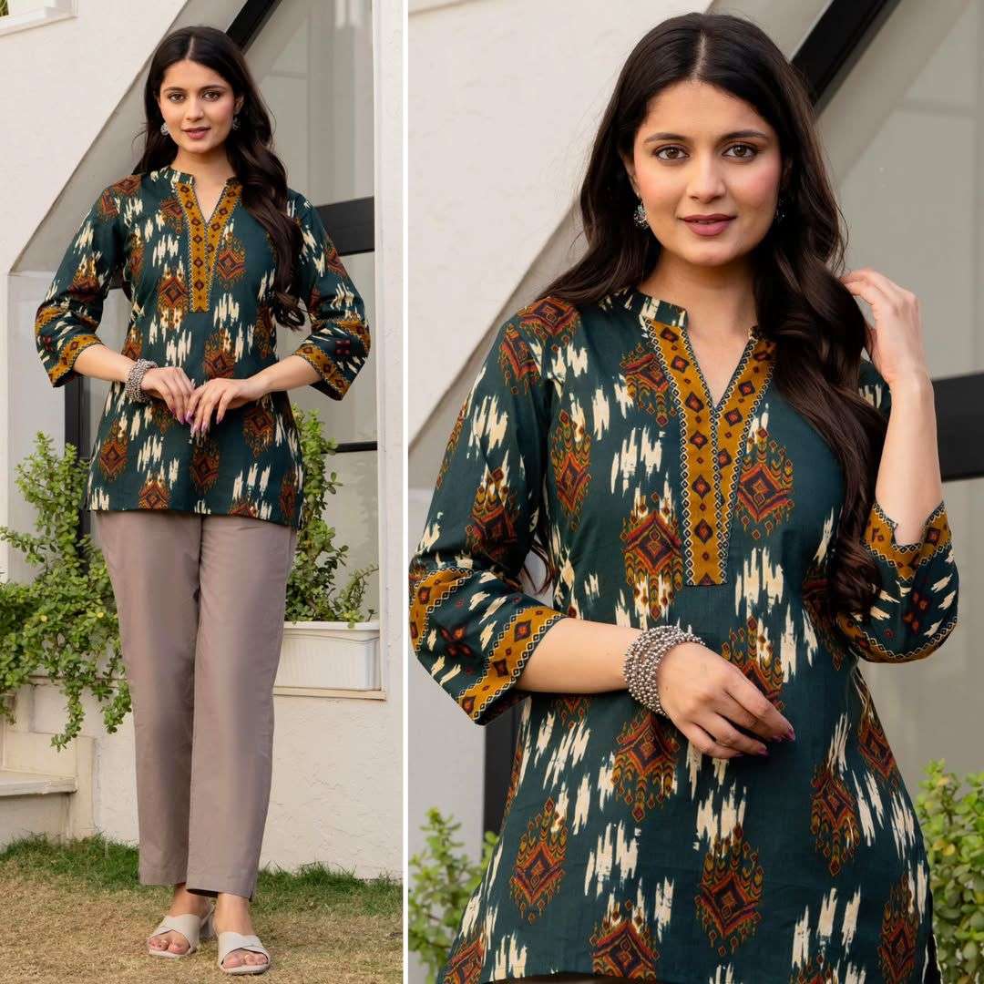 INLI BLUSH 7.0 COTTON PRINTED FANCY SUMMER WEAR LADIES SHORT KURTI