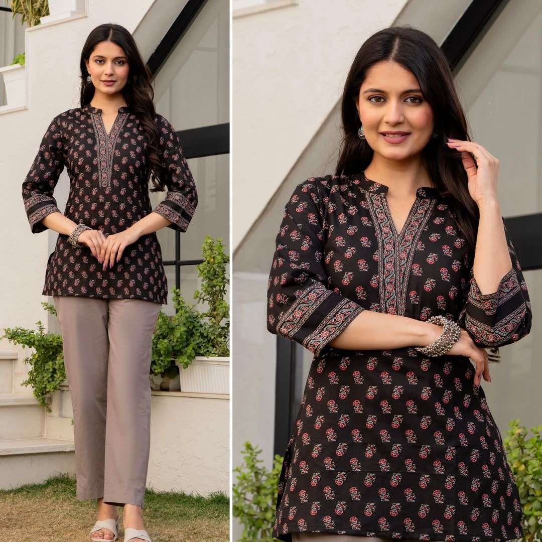 INLI BLUSH 7.0 COTTON PRINTED FANCY SUMMER WEAR LADIES SHORT KURTI