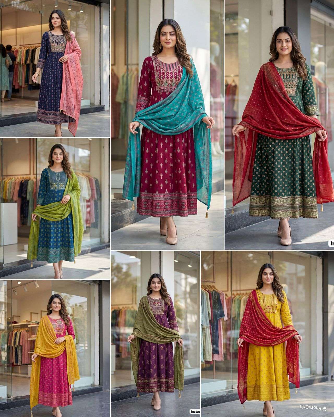 INLI INSTAGRAM RAYON EMBROIDERY WORK LADIES GOWN WITH DUPATTA SET 