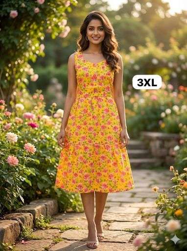 INLI MIDI COTTON PRINTED SUMMER WEAR LADIES SLEEVELESS KURTI 