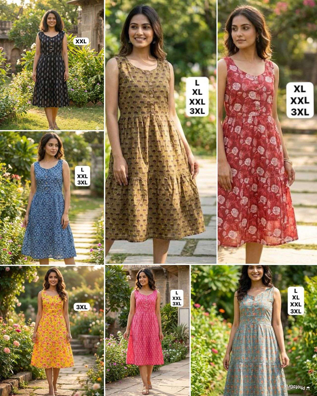 INLI MIDI COTTON PRINTED SUMMER WEAR LADIES SLEEVELESS KURTI 