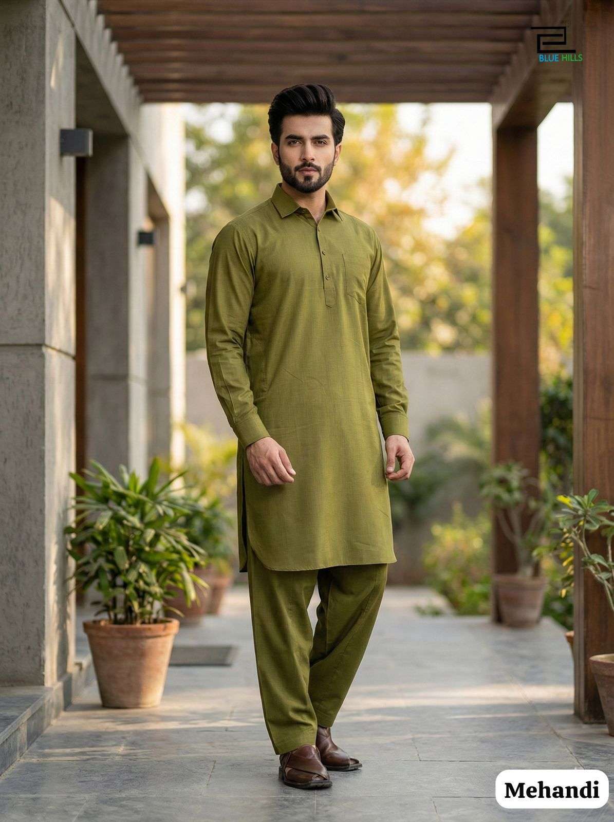 INLI PATHANI VOL 1 COTTON MENS WEAR KURTA WITH BOTTOM PAIR 