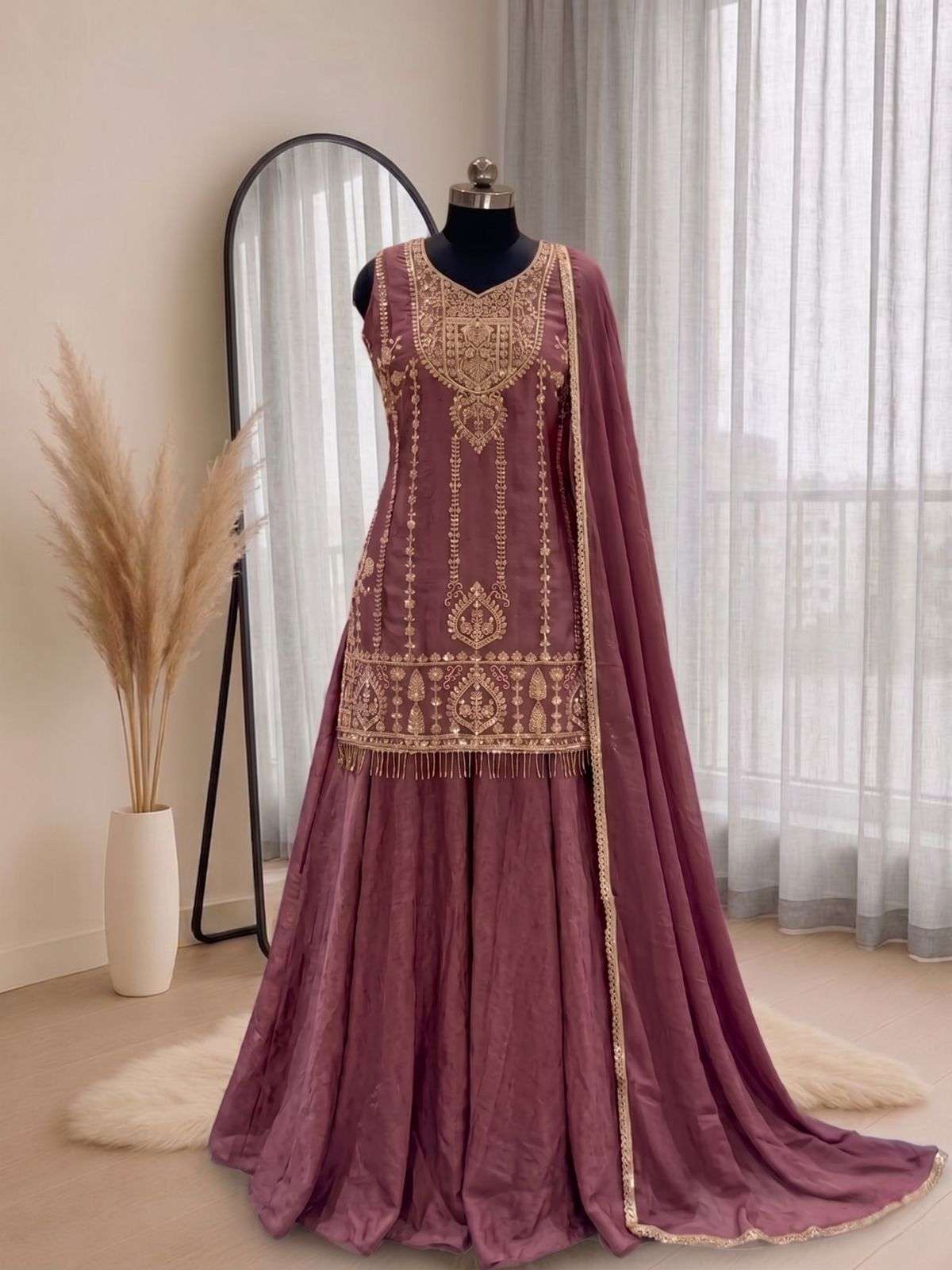 INLI WEDDING COLLECTION CRUSH FABRIC DESIGNER WORK READY MADE LADIES SUIT