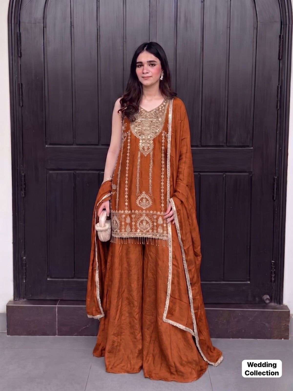 INLI WEDDING COLLECTION CRUSH FABRIC DESIGNER WORK READY MADE LADIES SUIT