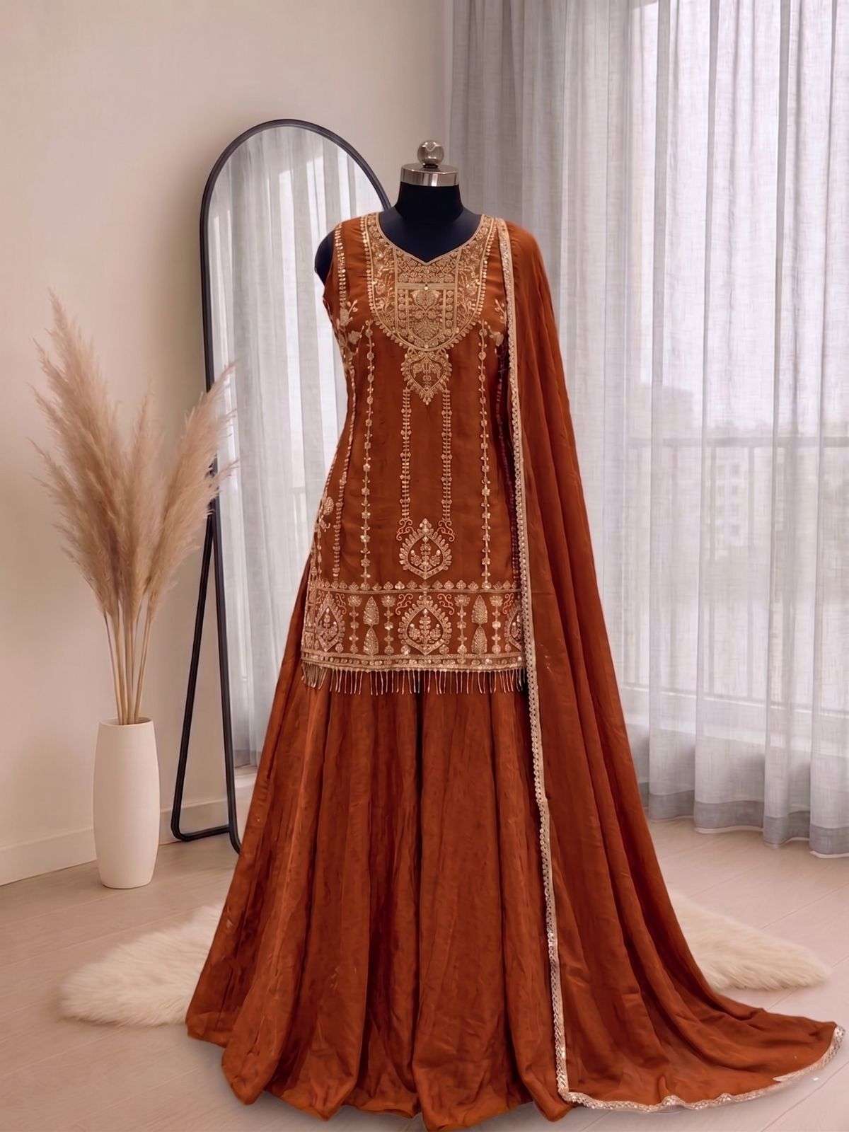 INLI WEDDING COLLECTION CRUSH FABRIC DESIGNER WORK READY MADE LADIES SUIT