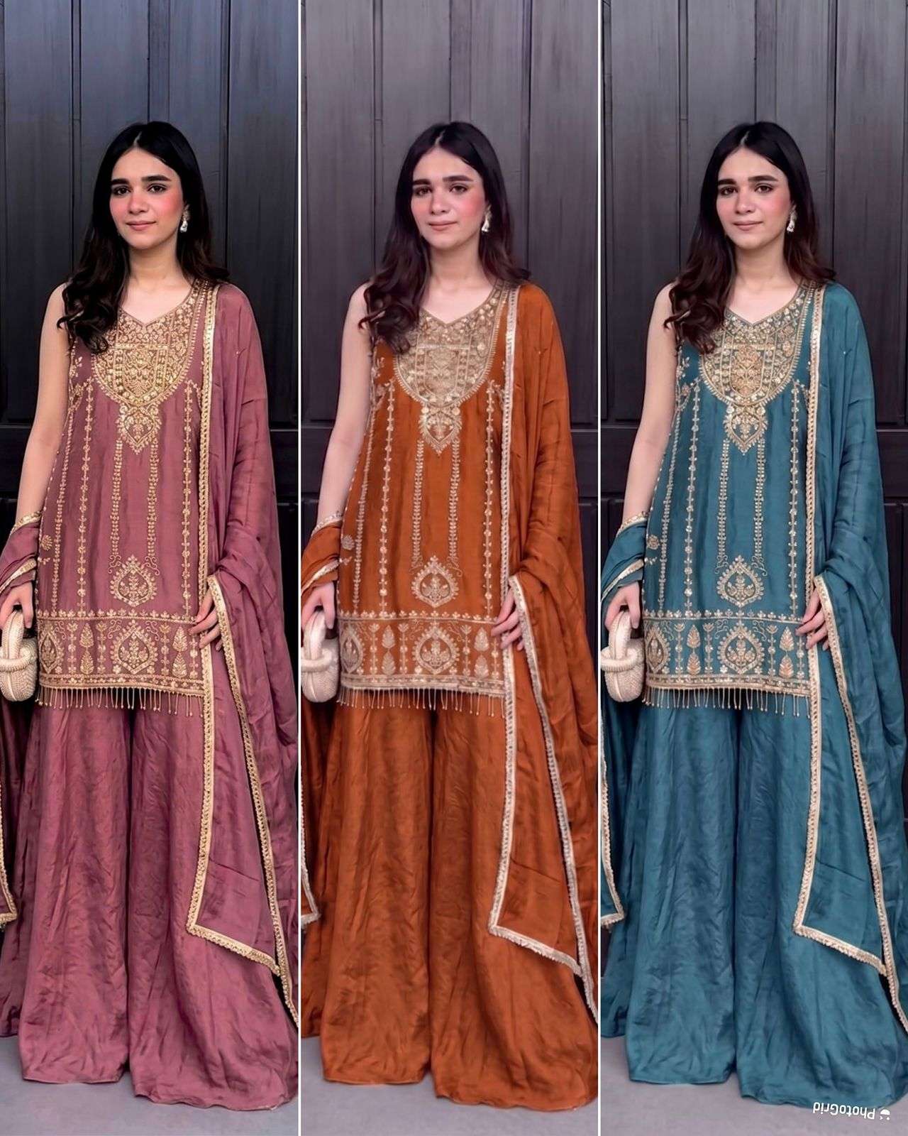 INLI WEDDING COLLECTION CRUSH FABRIC DESIGNER WORK READY MADE LADIES SUIT