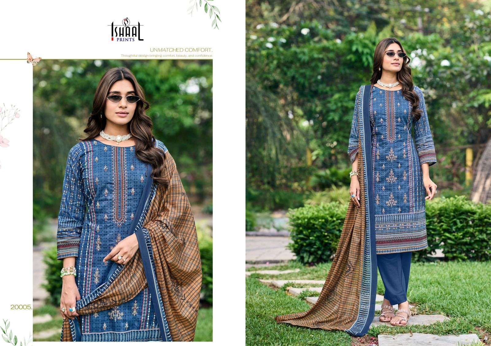 ISHAAL PRINTS EMBROIDERED VOL 20 LAWN COTTON FANCY WORK SUIT